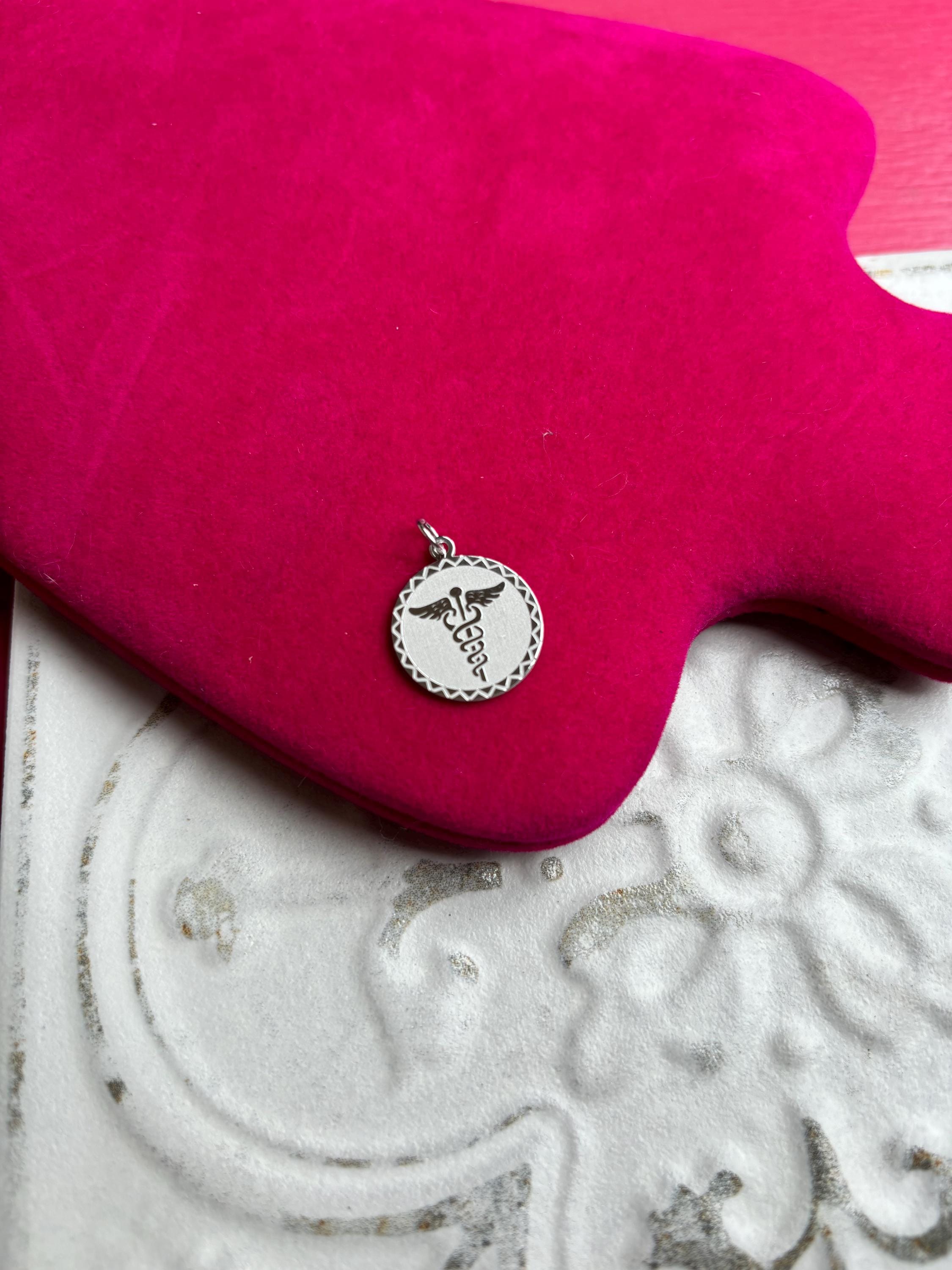 Sterling Silver Rhodium-plated Caduceus Pendant