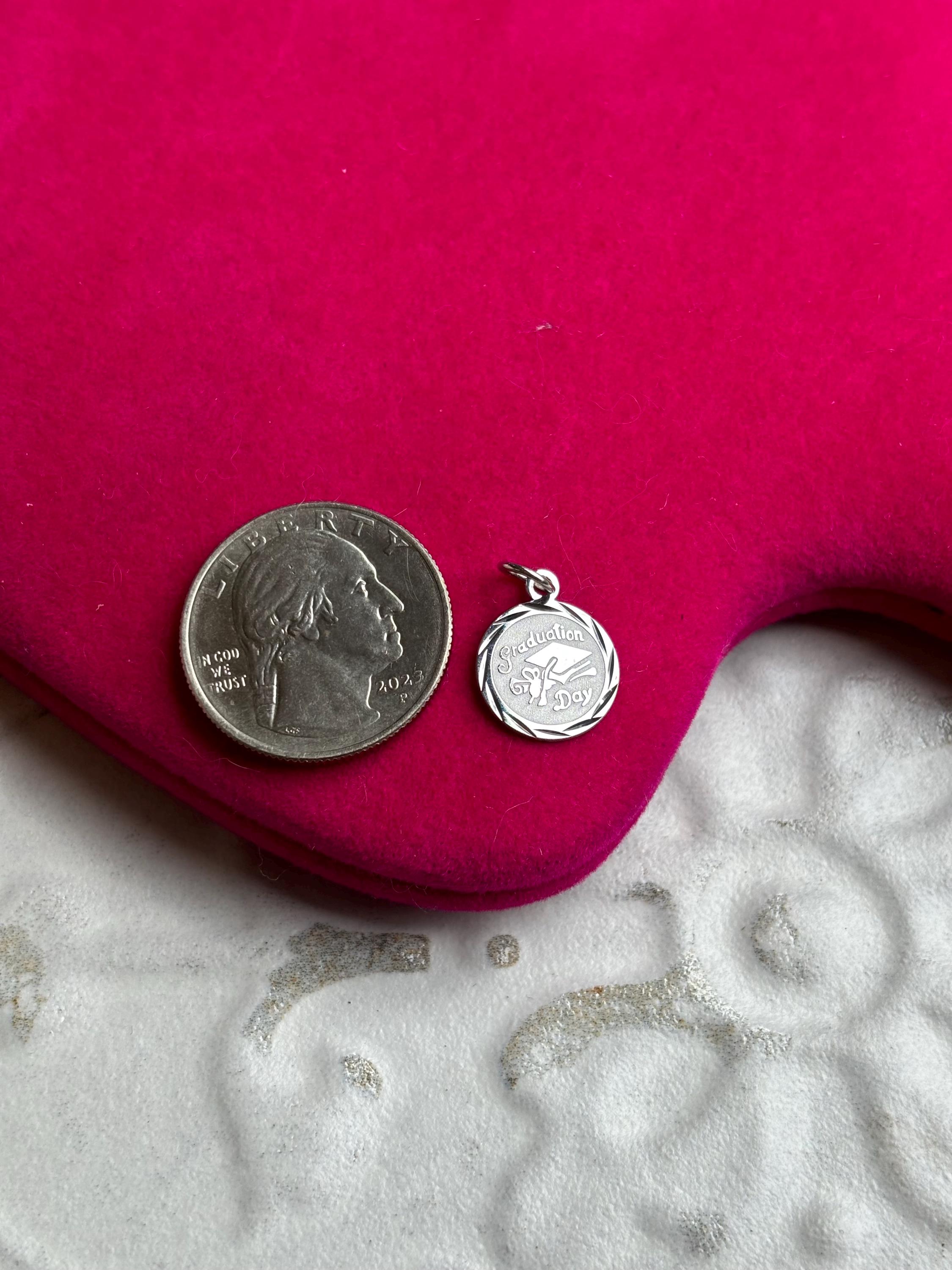 Sterling Silver Rhodium-plated Graduation Day Charm