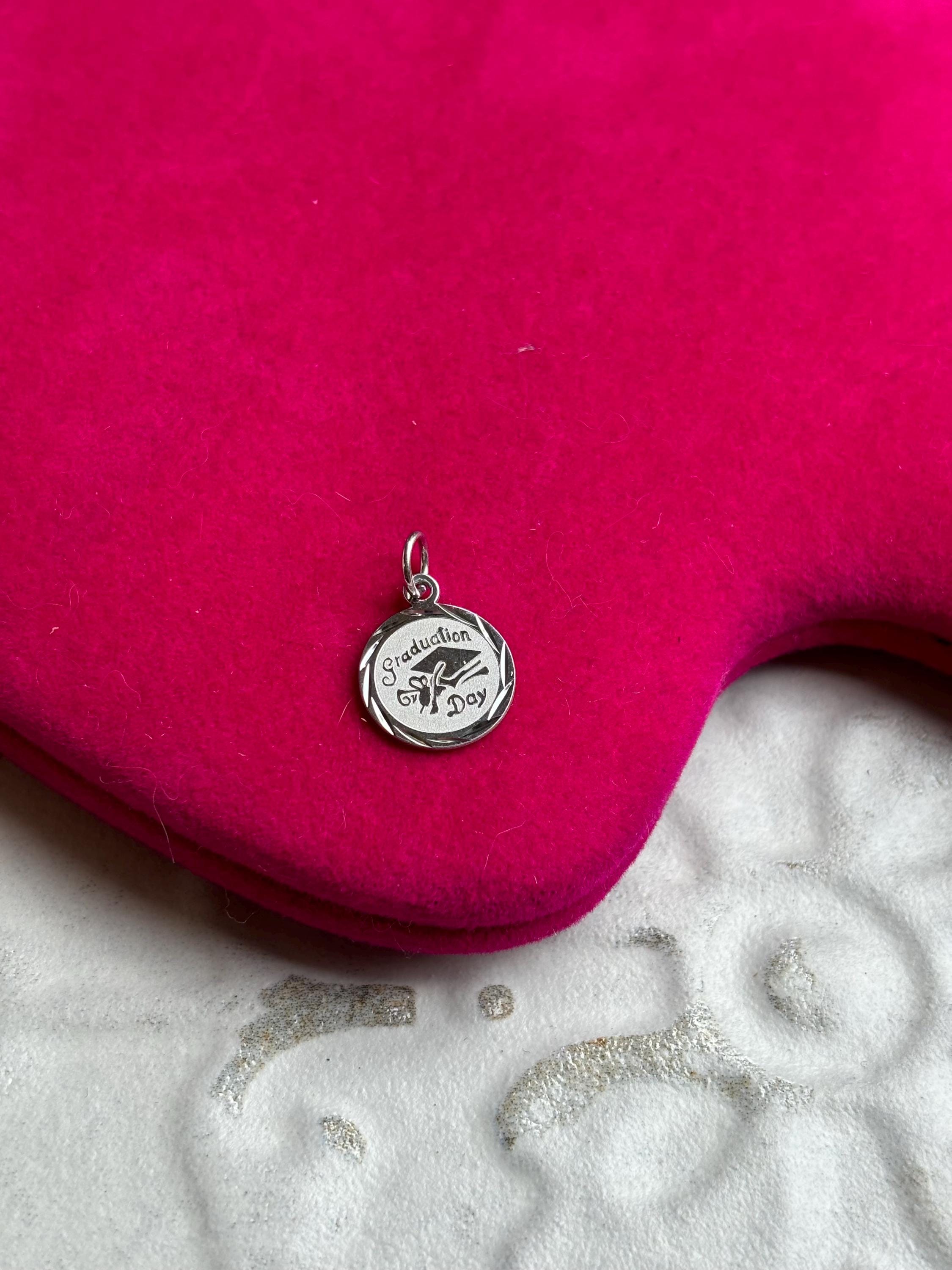 Sterling Silver Rhodium-plated Graduation Day Charm