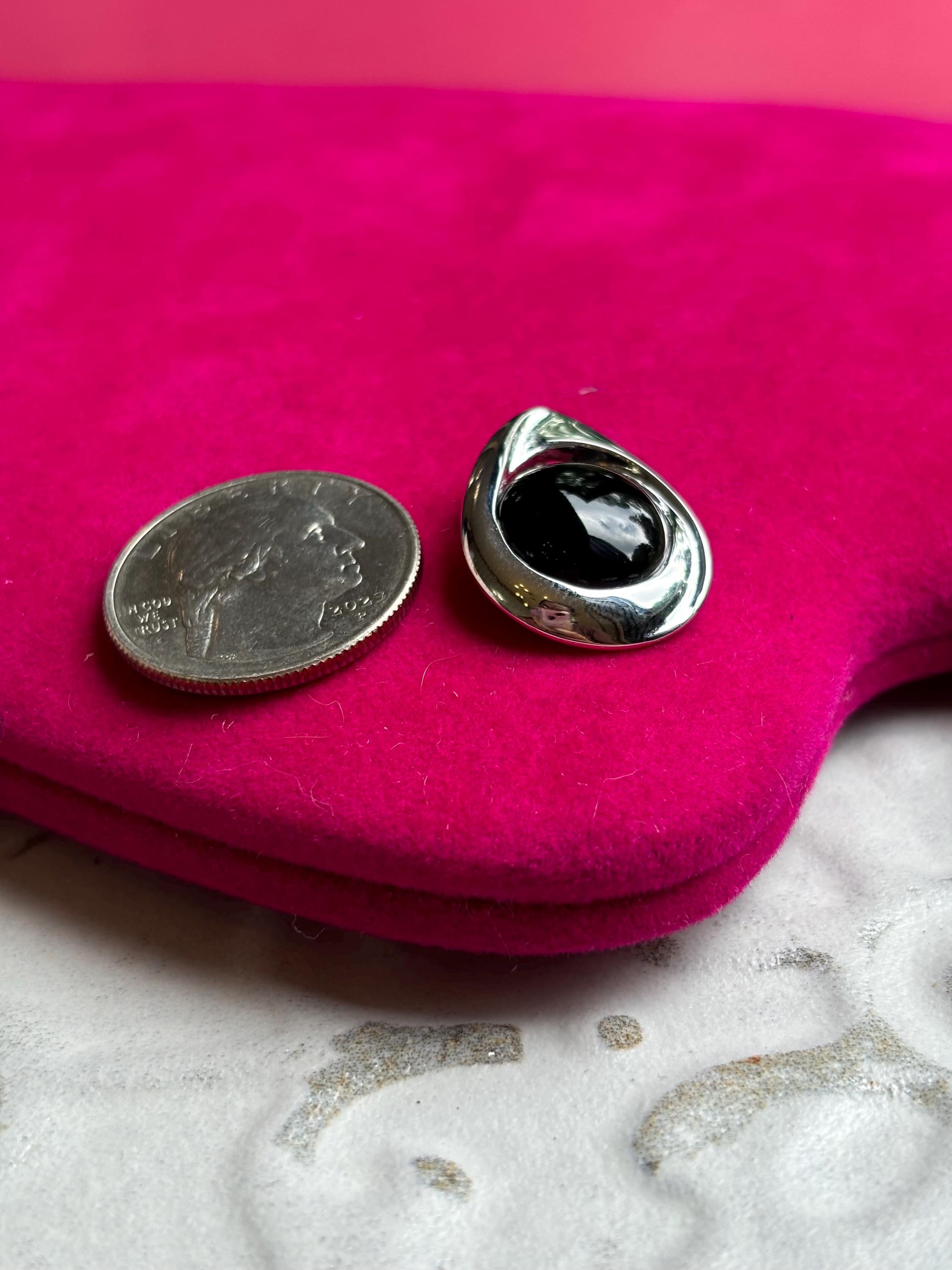 Sterling Silver Polished Onyx Teardrop Slide