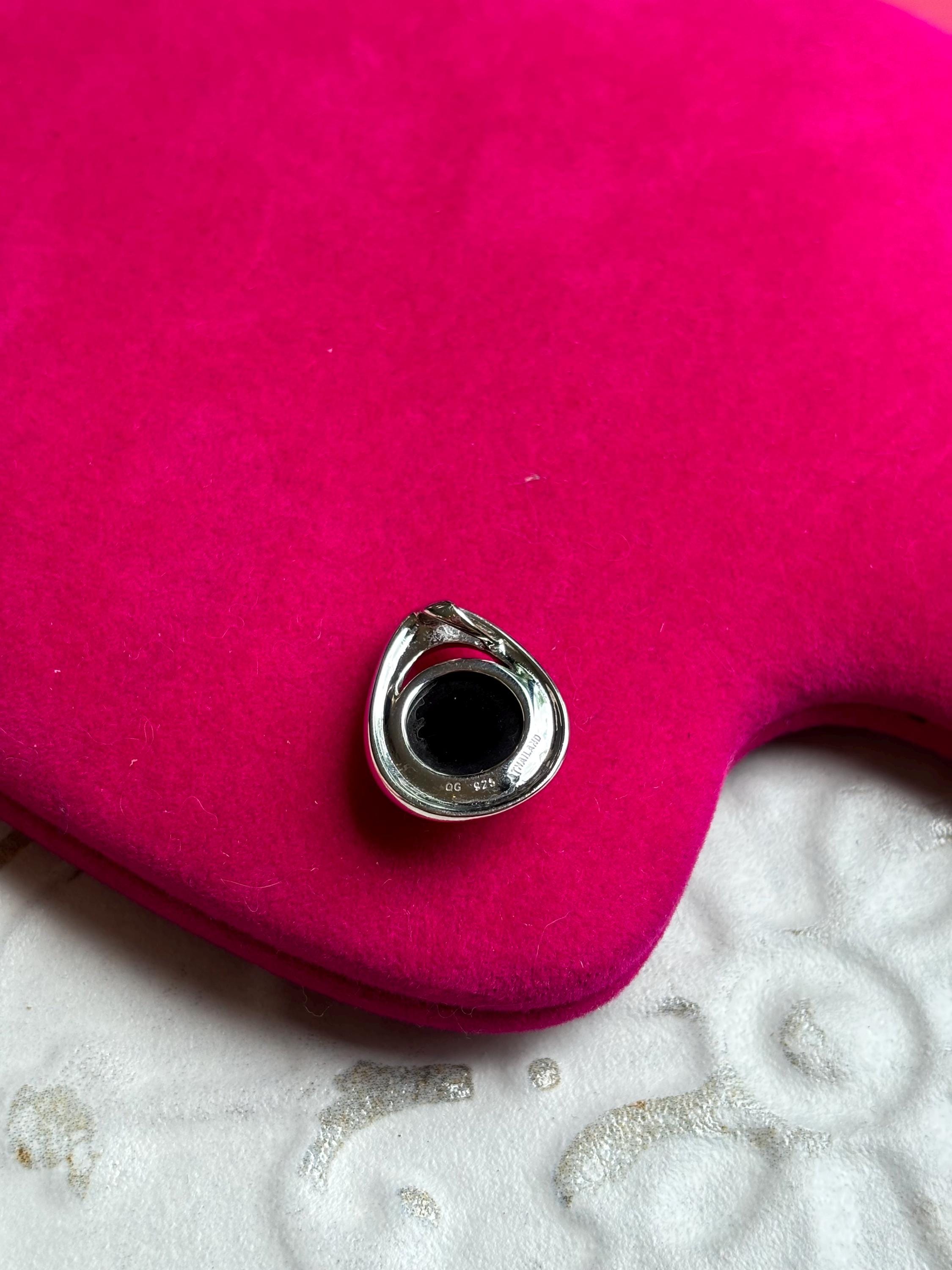 Sterling Silver Polished Onyx Teardrop Slide