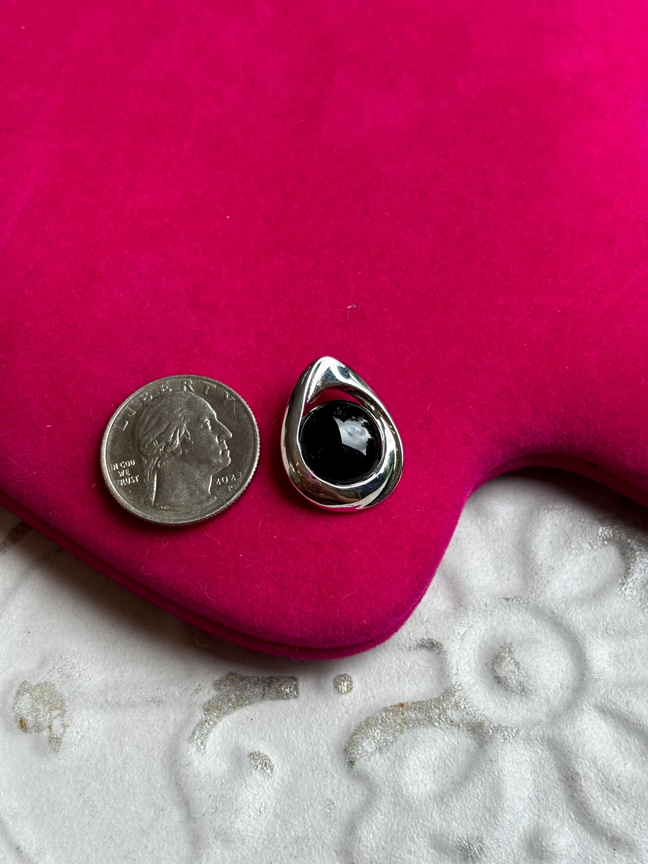 Sterling Silver Polished Onyx Teardrop Slide