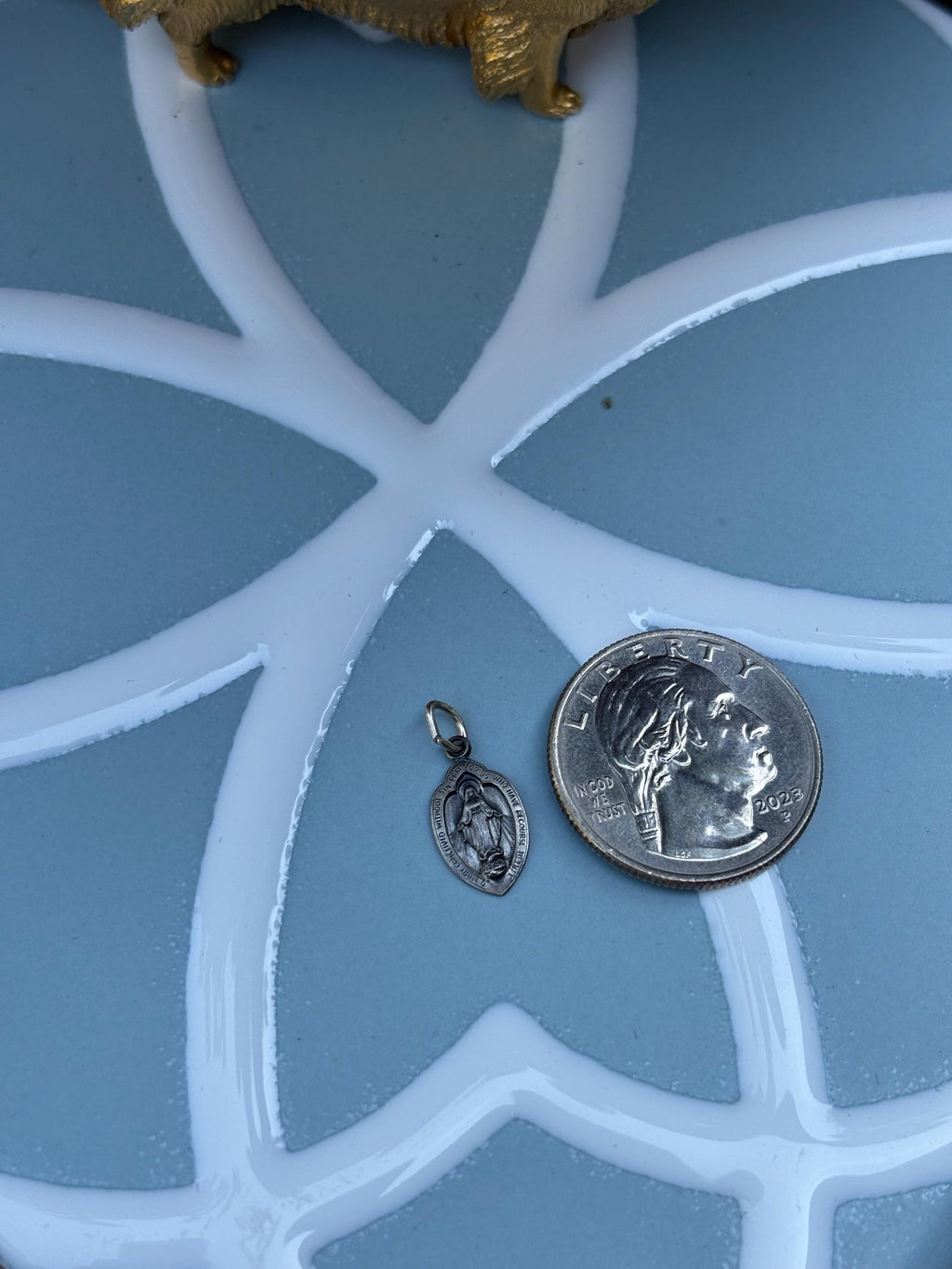 Mini Miraculous Medal Charm- Sterling Silver