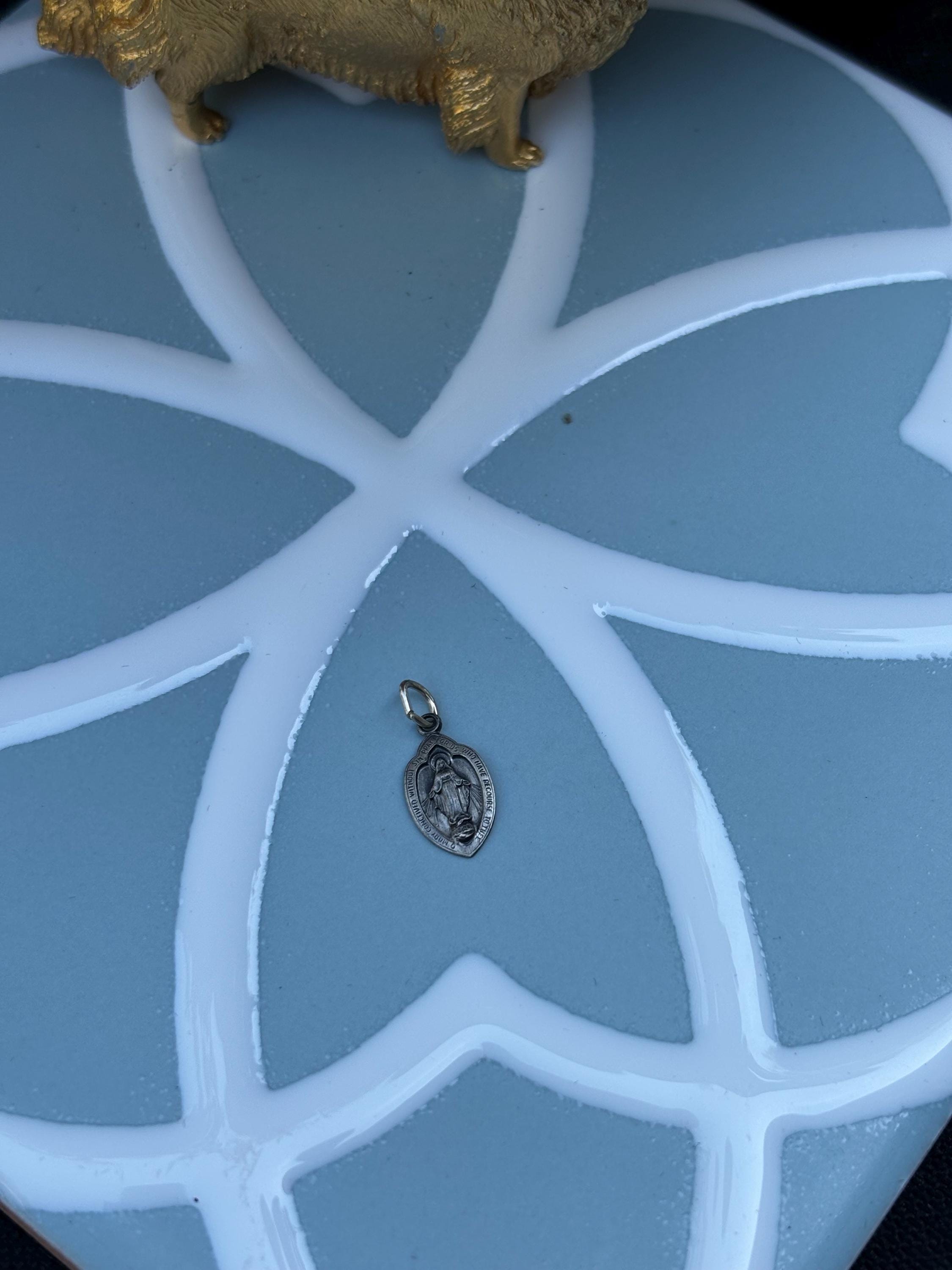 Mini Miraculous Medal Charm- Sterling Silver