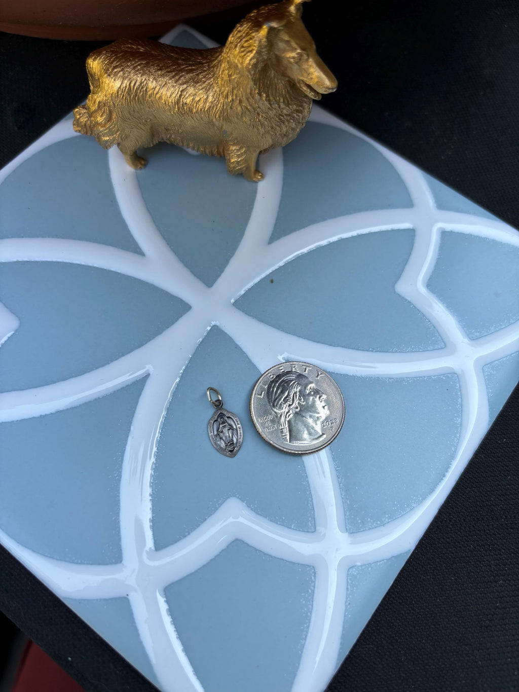 Mini Miraculous Medal Charm- Sterling Silver