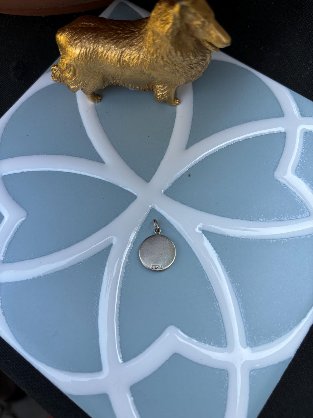 St. Christopher Medal- Sterling Silver with Blue Accent