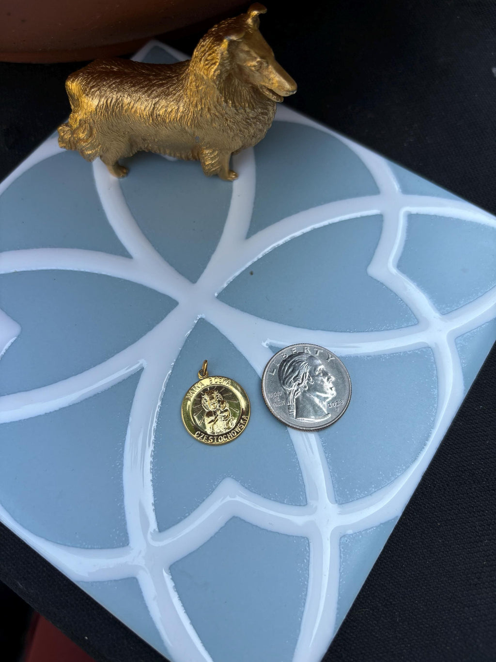 Matka Boska Medal Pendant- Sterling Silver 24k Gold-plated