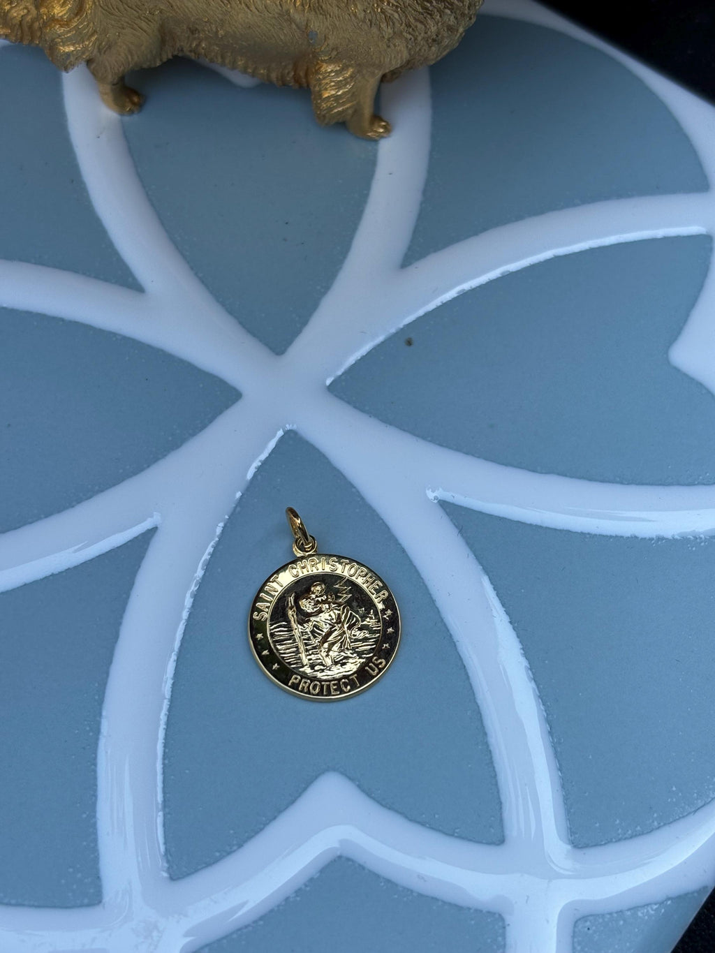 Basketball St. Christopher Medal Pendant- Sterling Silver 24k Gold-plated