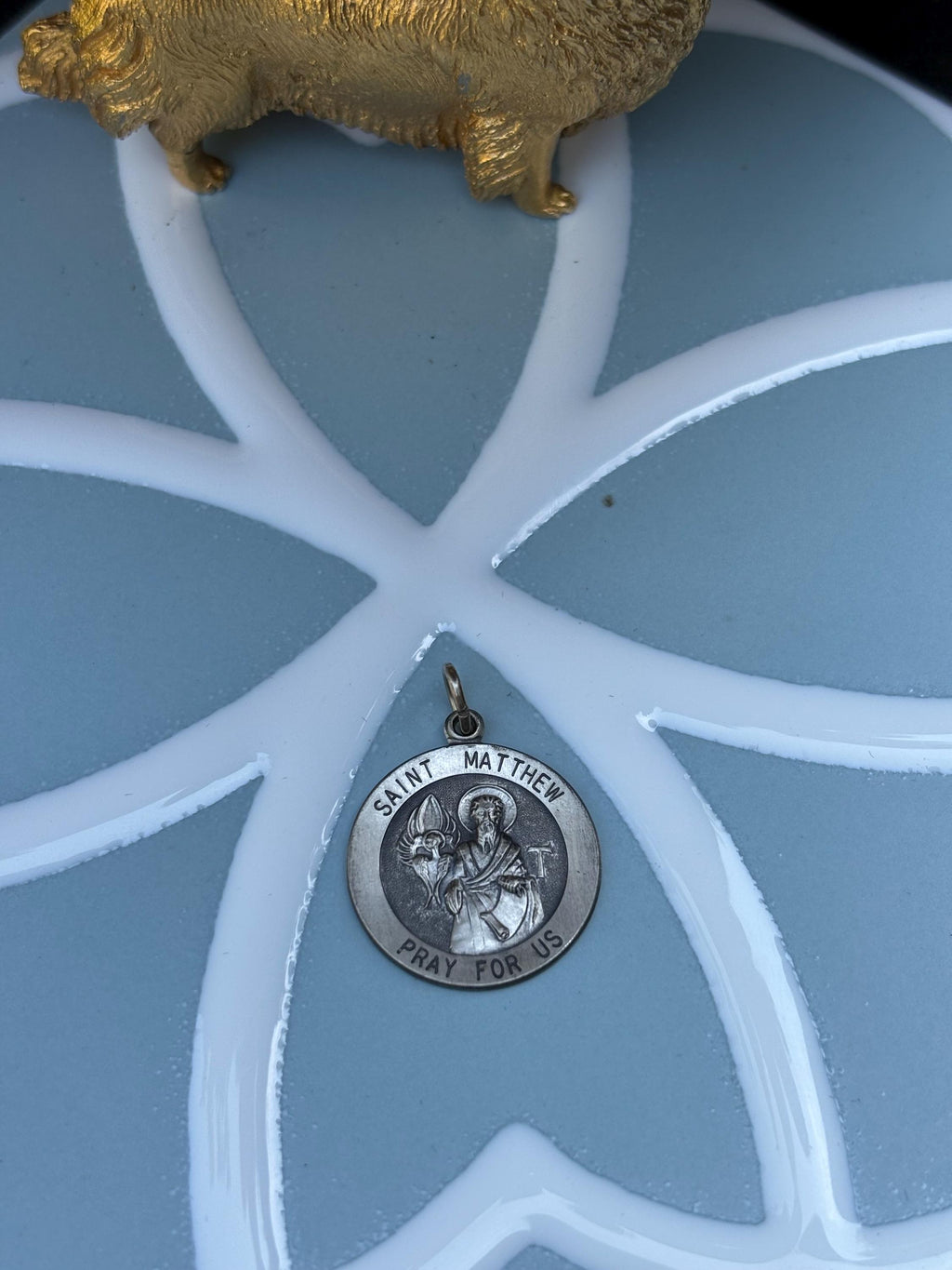 Antiqued Saint Matthew Medal- Sterling Silver