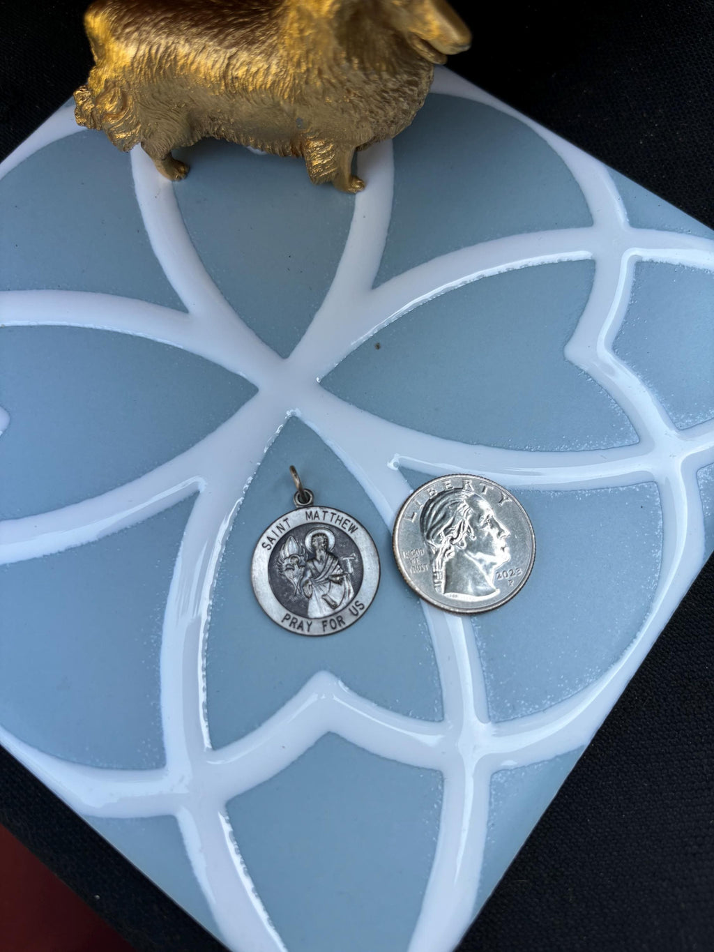 Antiqued Saint Matthew Medal- Sterling Silver