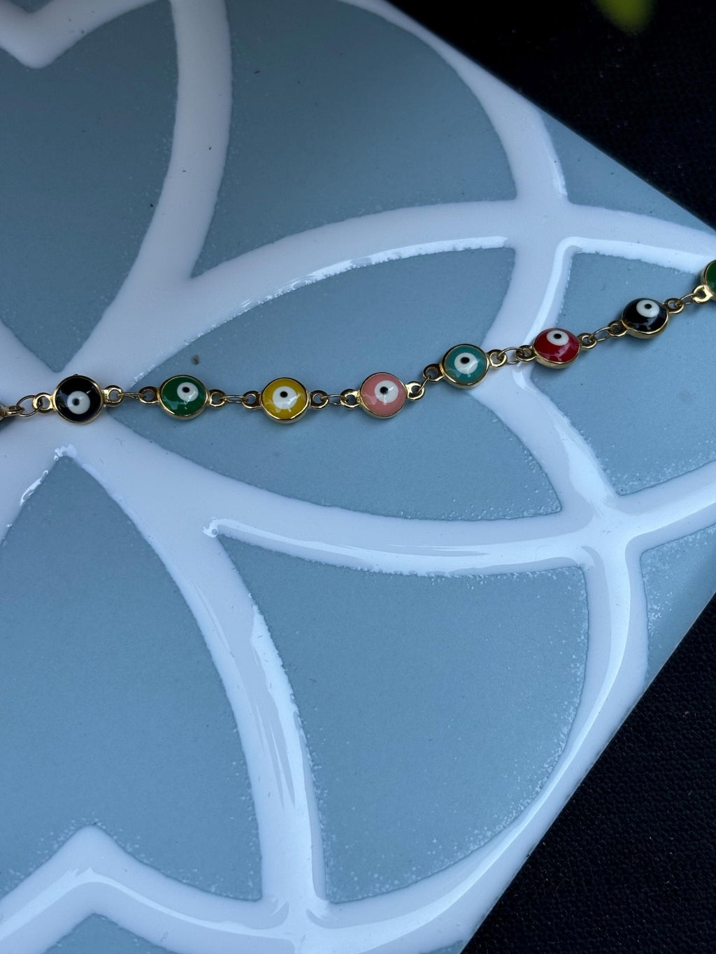 Chisel Stainless Steel Polished with Multicolor Evil Eye Anckle Bracelet