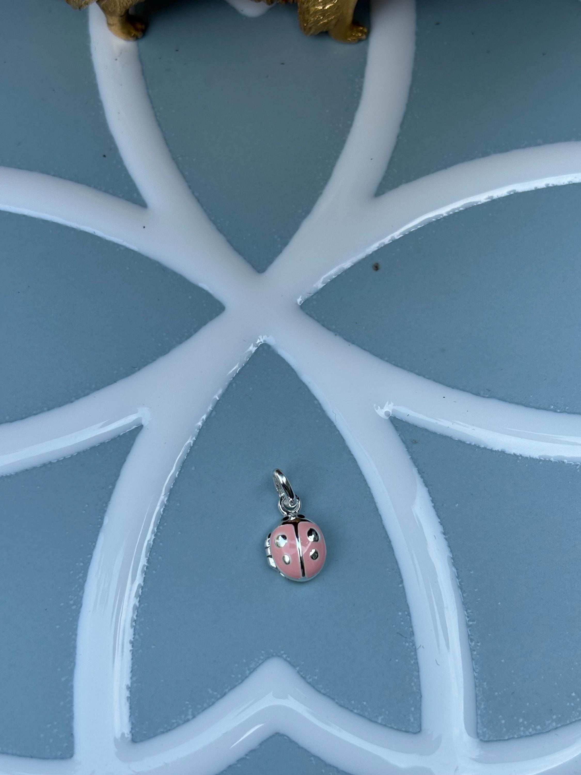 Sterling Silver Pink Ladybug Locket Children's Charm