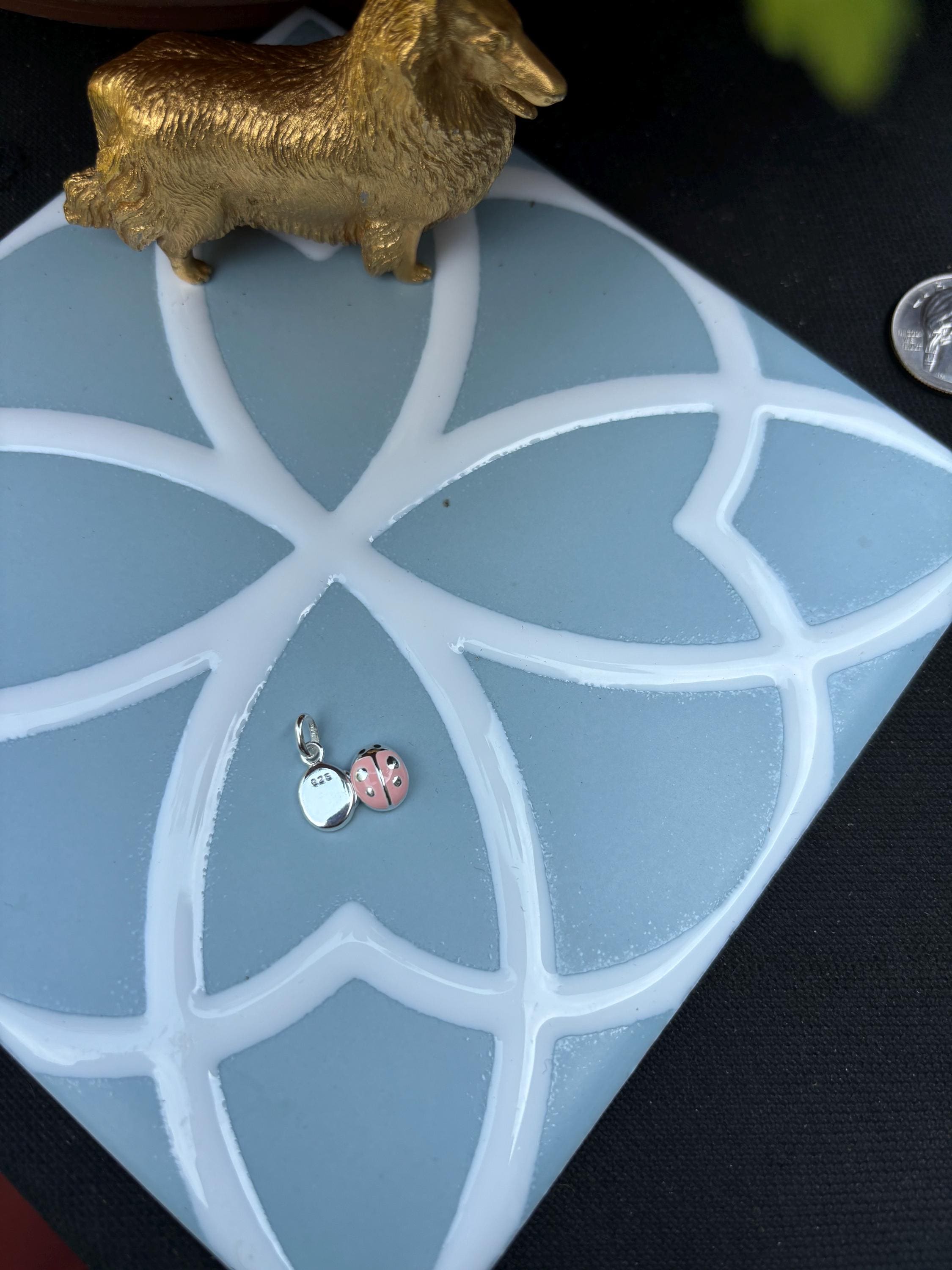 Sterling Silver Pink Ladybug Locket Children's Charm