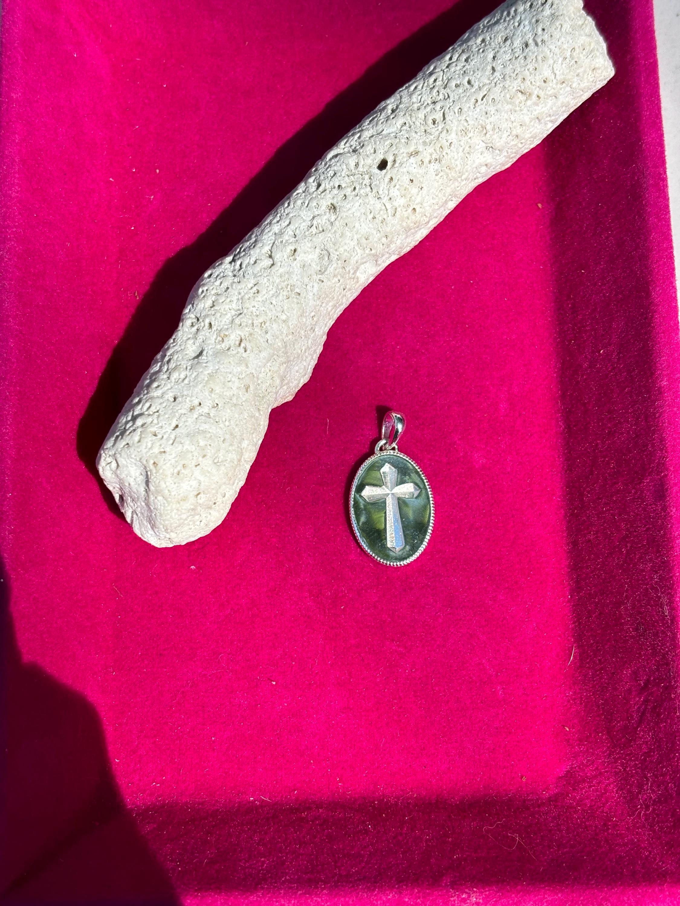 Sterling Silver Oval Cross Medal