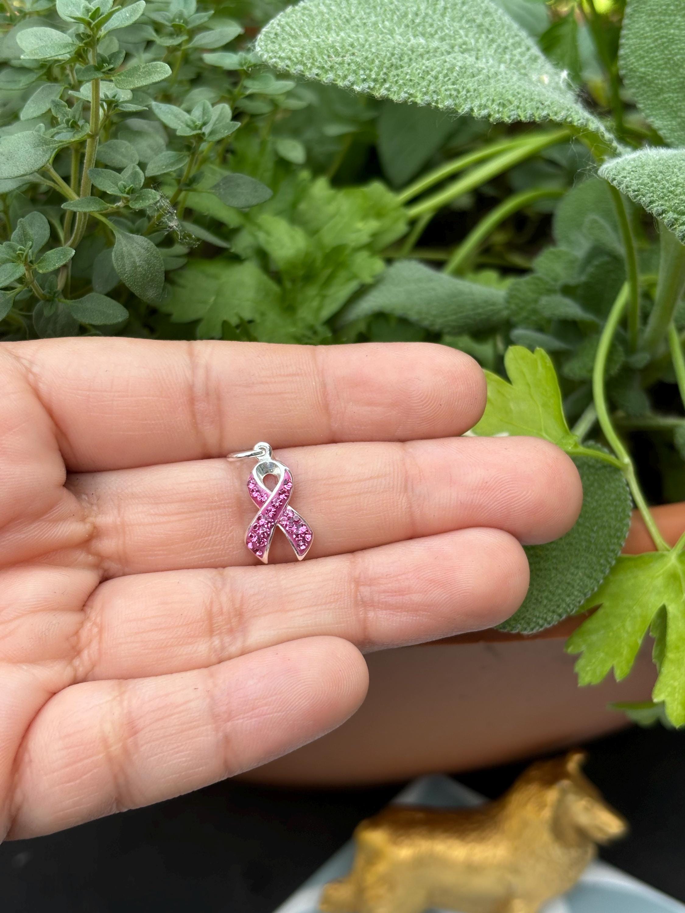 Sterling Silver Pink Cancer Awareness Ribbon Pendant