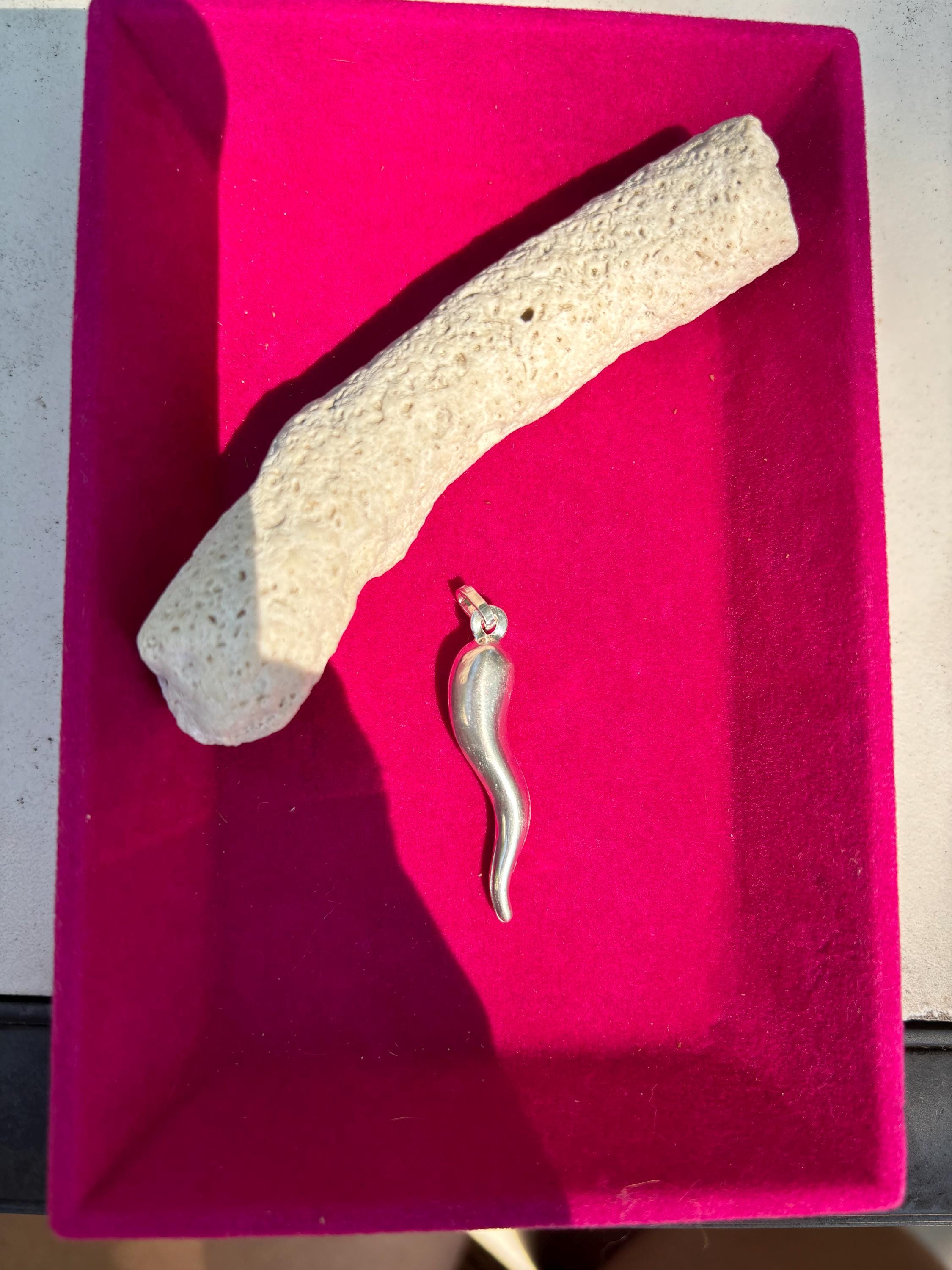 Sterling Silver Italian Horn Pendant