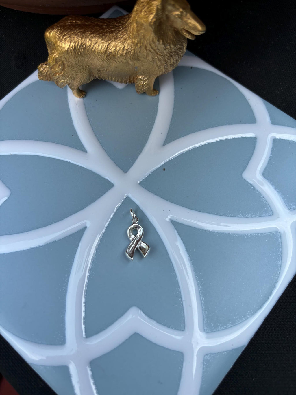 Sterling Silver Crystal Pink Cancer Awareness Ribbon Pendant
