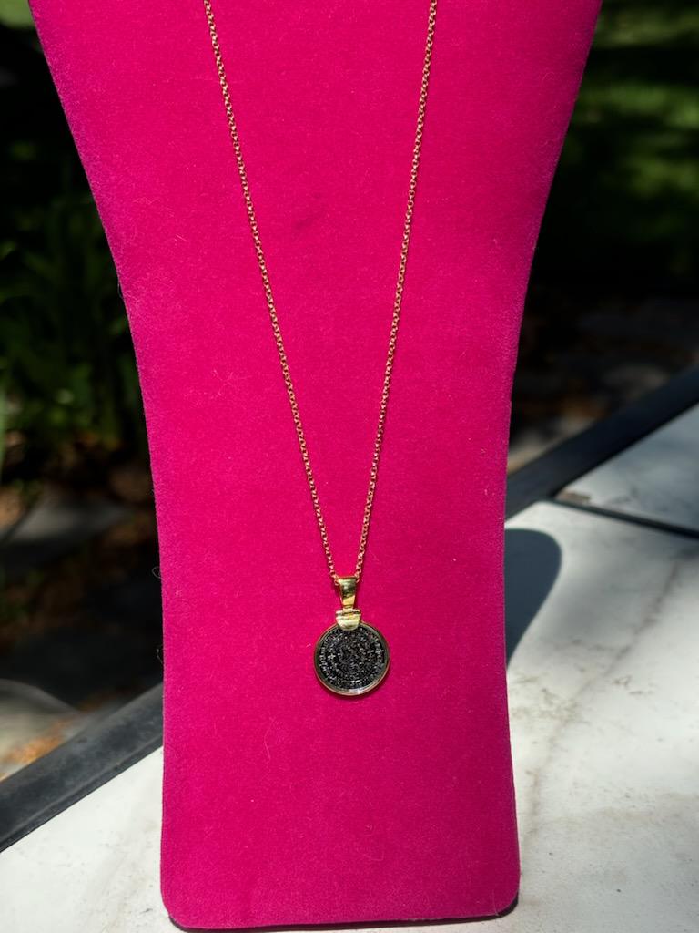Sterling Silver Gold-tone Polished Replica Phaistos Coin Pendant