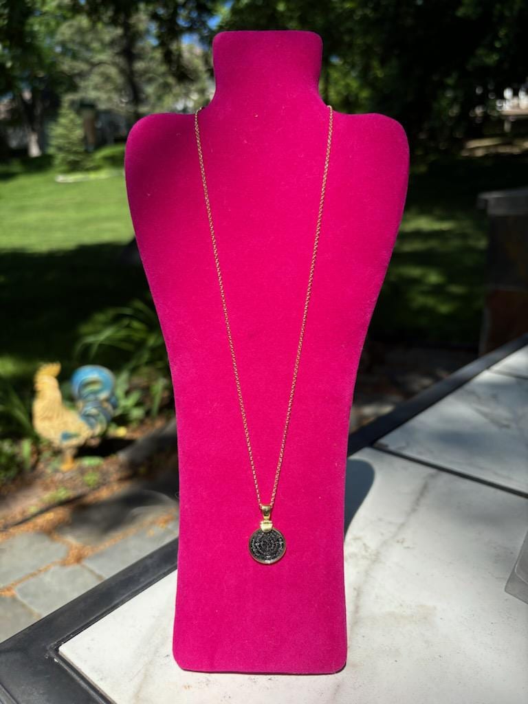 Sterling Silver Gold-tone Polished Replica Phaistos Coin Pendant