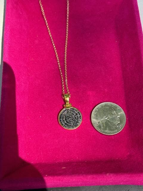 Sterling Silver Gold-tone Polished Replica Phaistos Coin Pendant