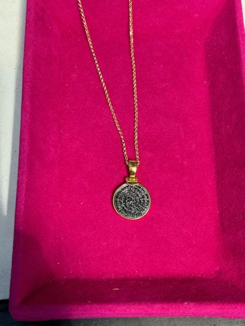 Sterling Silver Gold-tone Polished Replica Phaistos Coin Pendant
