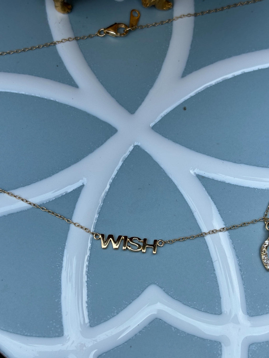 Sterling Silver Gold Horseshoe and Wish Necklace