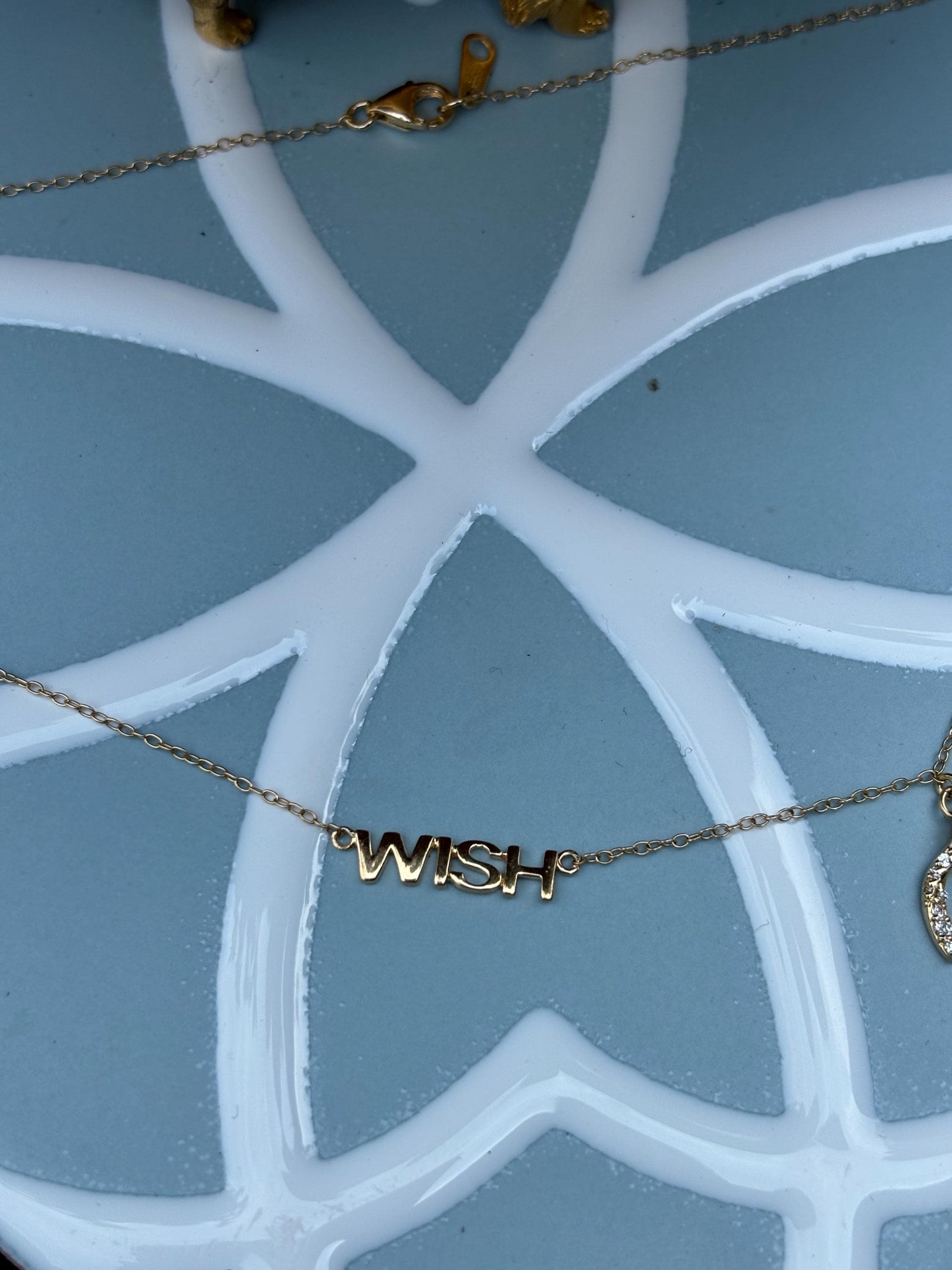 Sterling Silver Gold Horseshoe and Wish Necklace