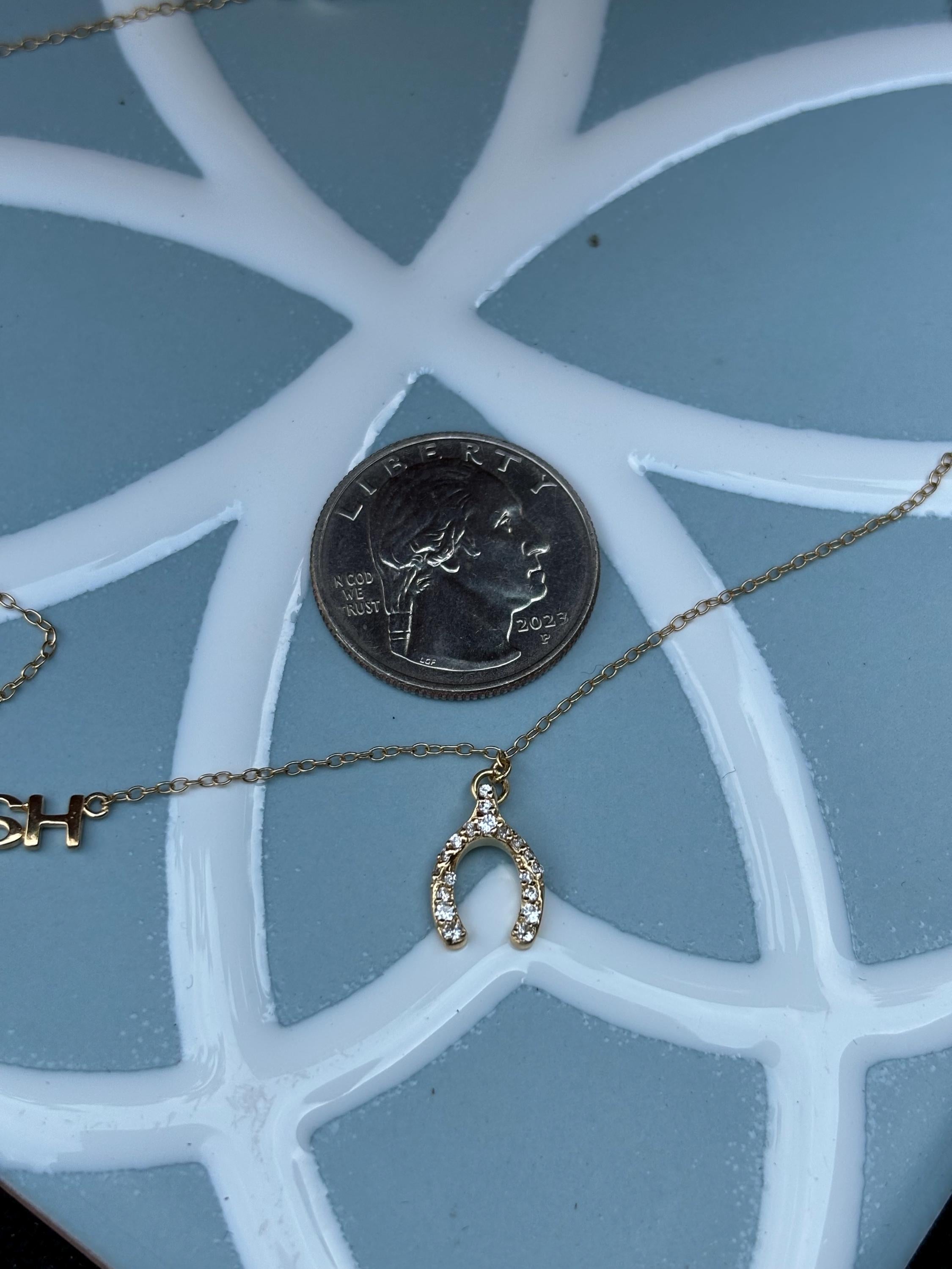 Sterling Silver Gold Horseshoe and Wish Necklace