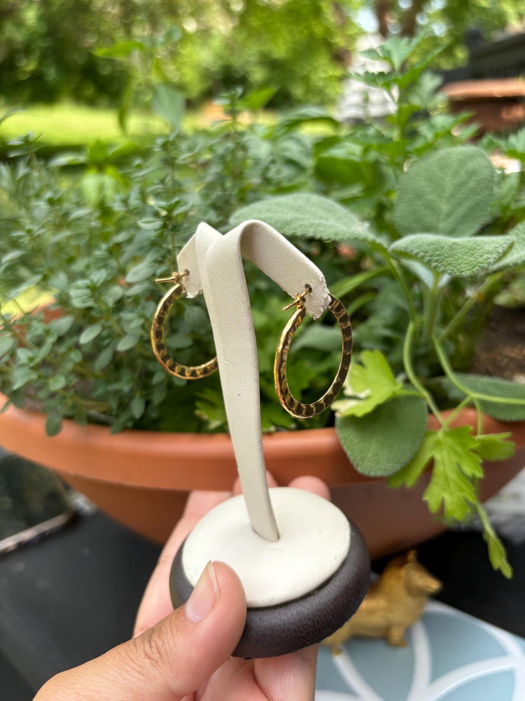 Sterling Silver Gold-plated Hammered Hoop Earrings