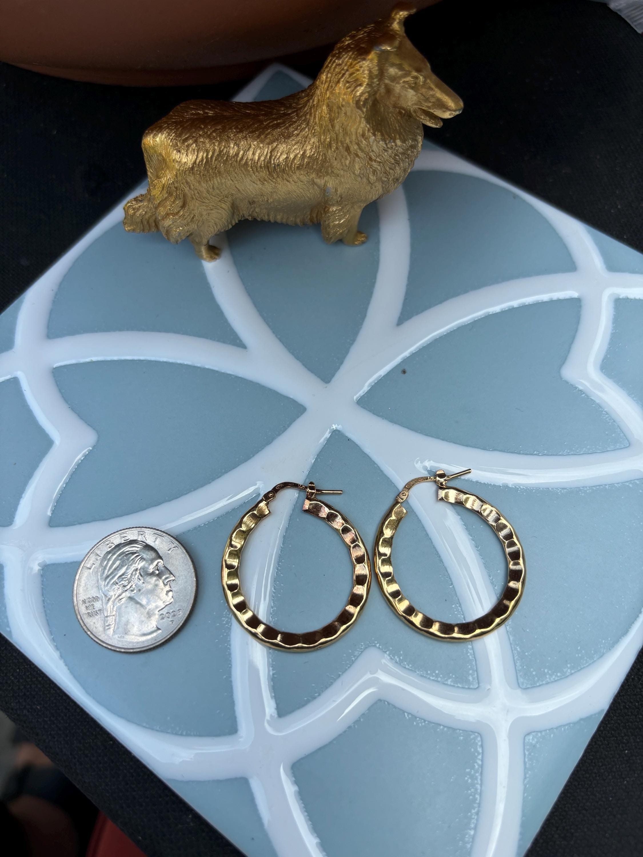 Sterling Silver Gold-plated Hammered Hoop Earrings