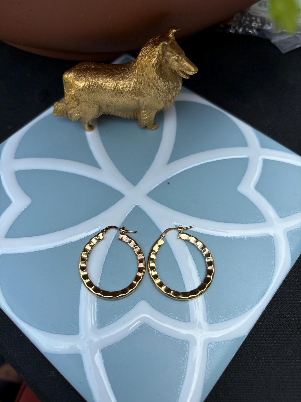 Sterling Silver Gold-plated Hammered Hoop Earrings