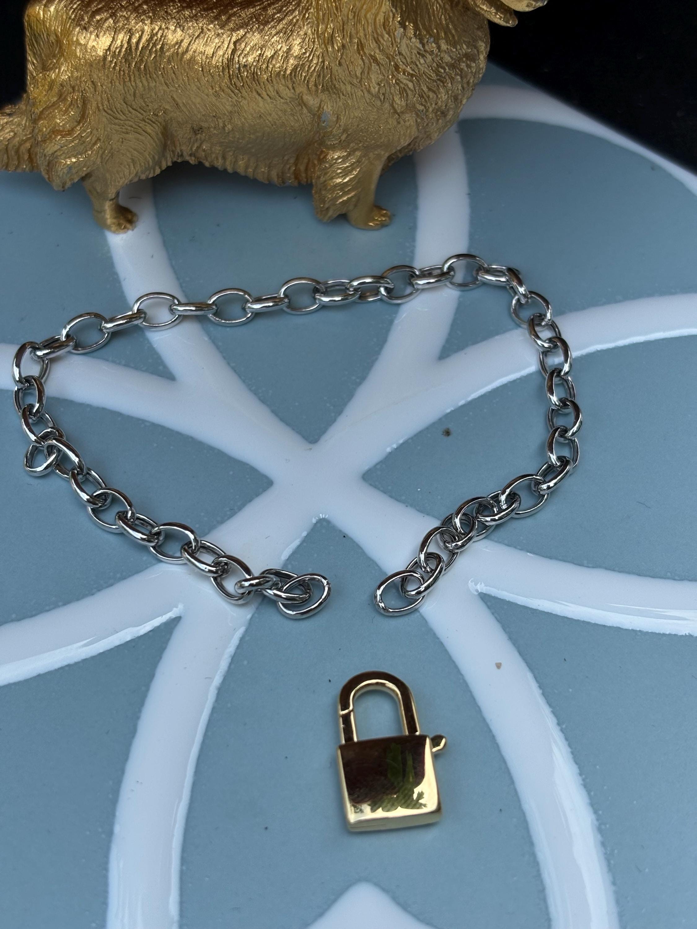 Sterling Silver Rolo Chain Bracelet with Padlock Clasp