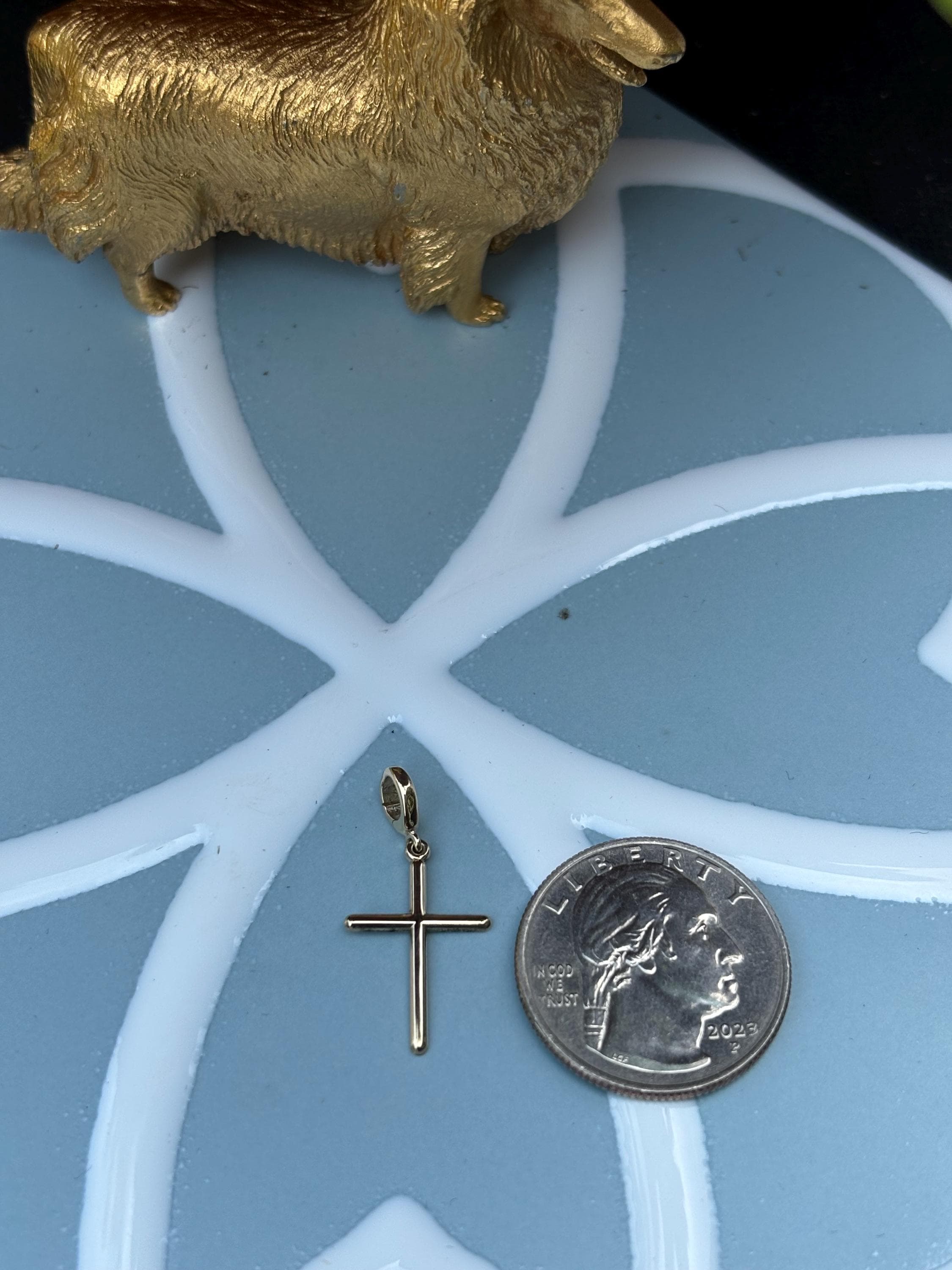 14K Yellow Gold Cross Charm