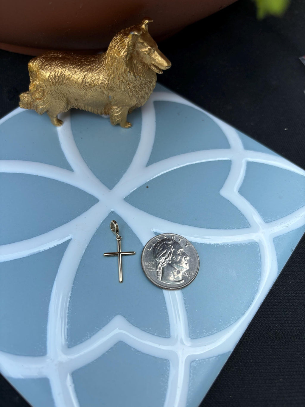 14K Yellow Gold Cross Charm