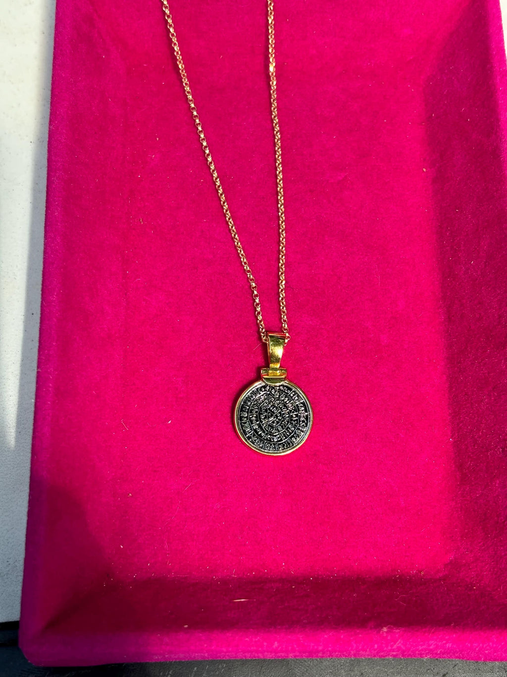 Sterling Silver Gold-tone Polished Replica Phaistos Coin Pendant