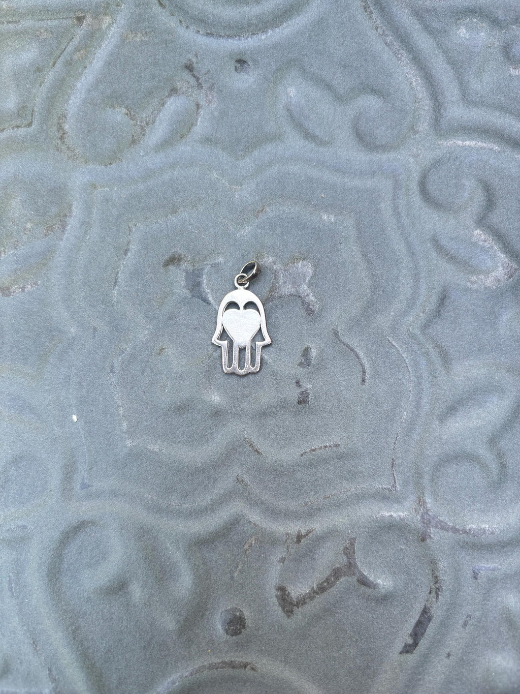 Sterling Silver Hand with Heart Detail Charm