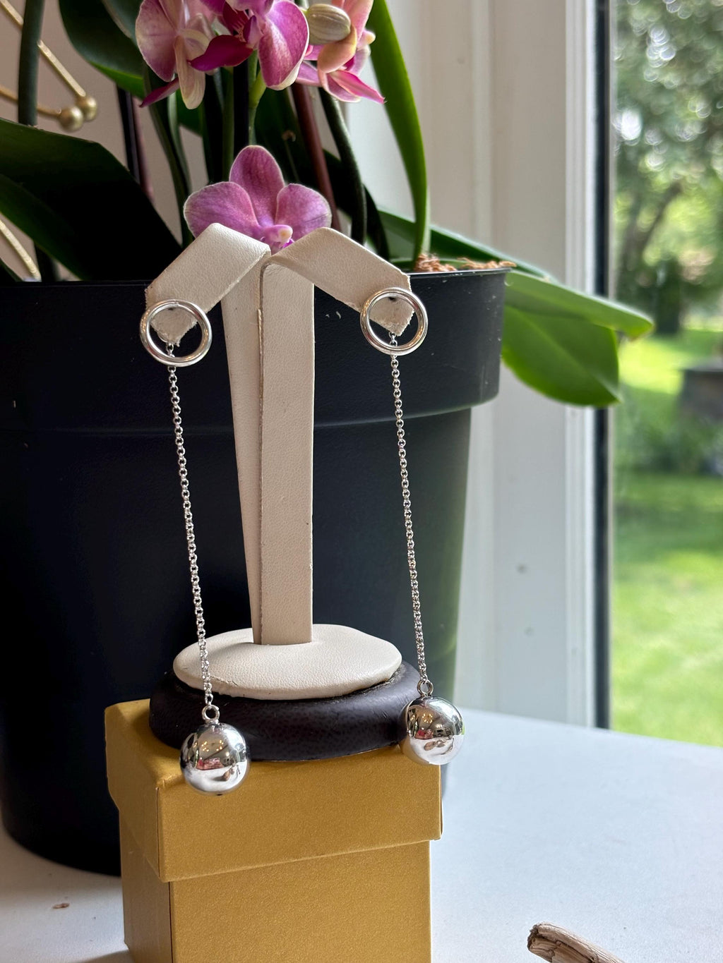 Sterling Silver Simple Dangle Drop Earrings
