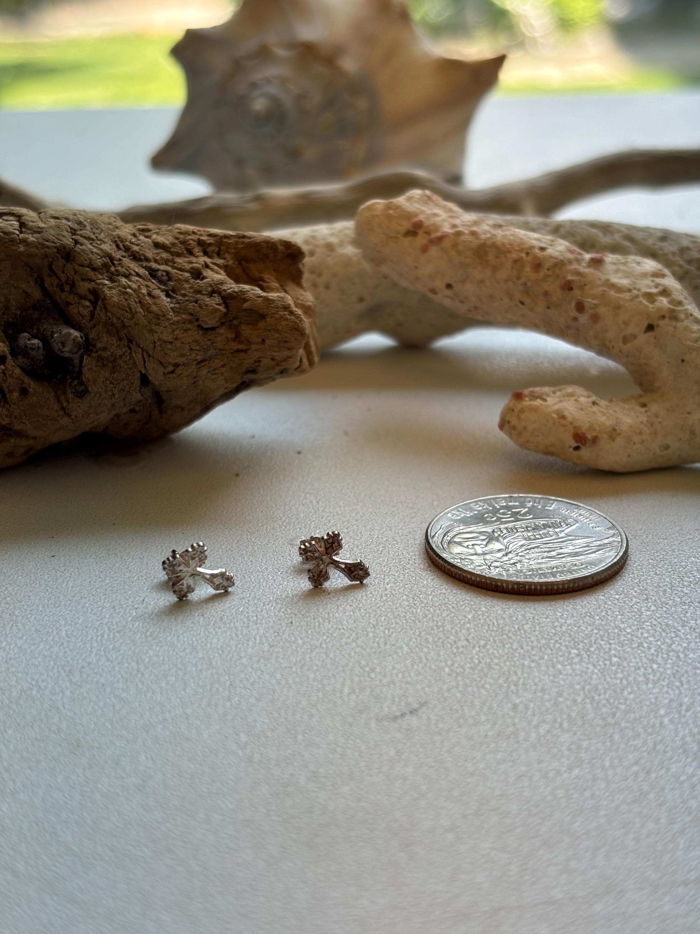Sterling Silver Mini Cross Earrings