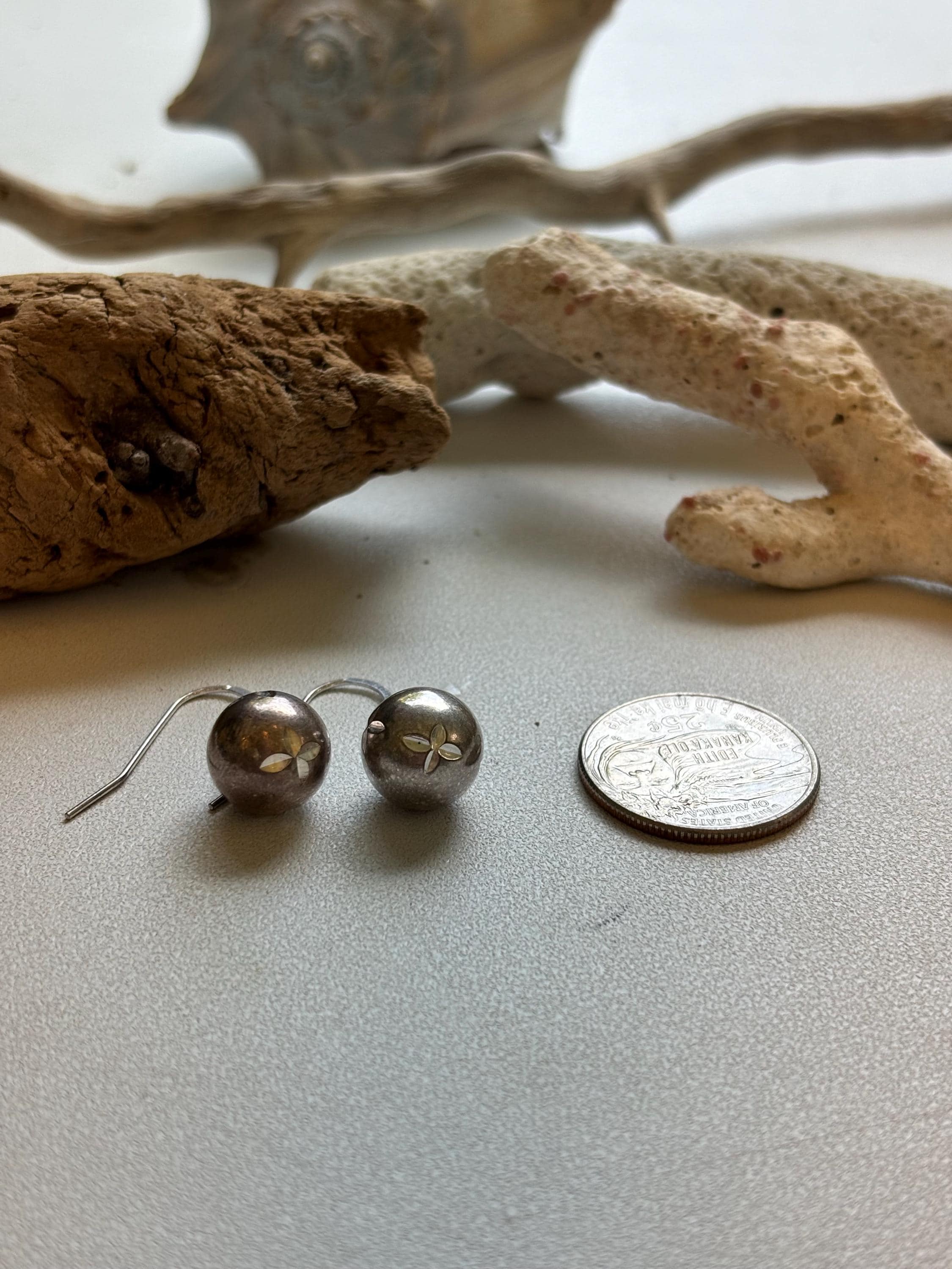 Sterling Silver Small Detailing Ball Dangle Earrings