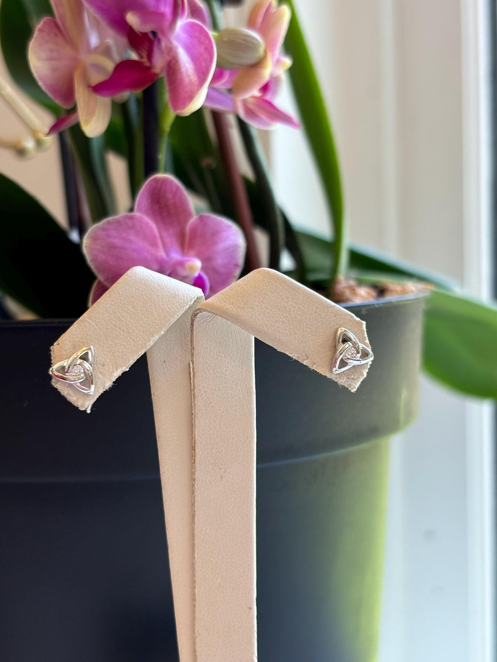 Sterling Silver Mini Twisted Triangle Earrings