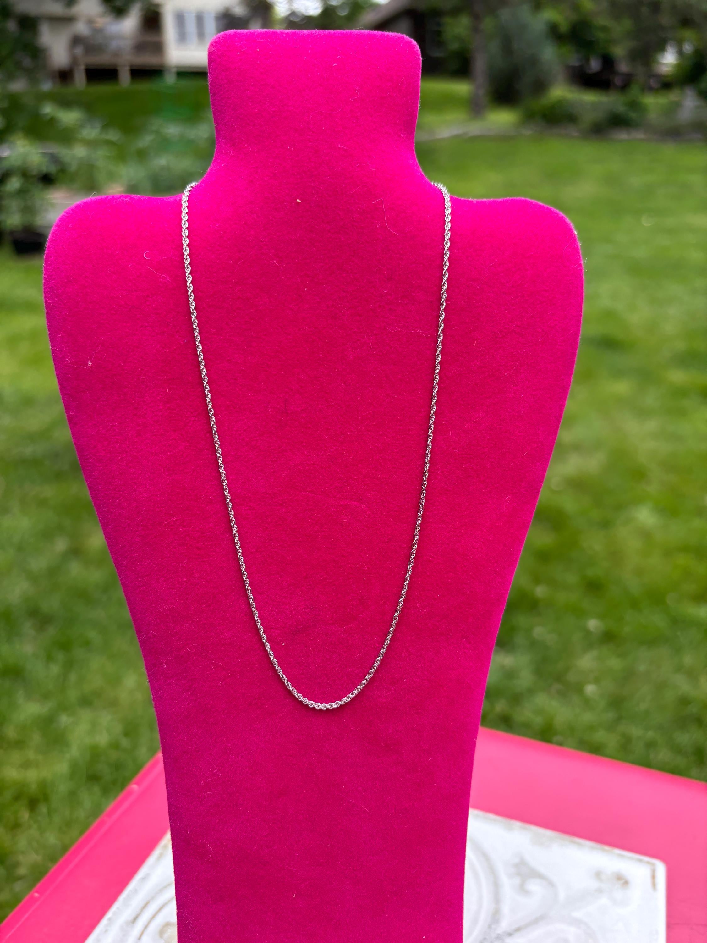 Sterling Silver Rhodium-plated 1.3mm Loose Rope Chain 14”