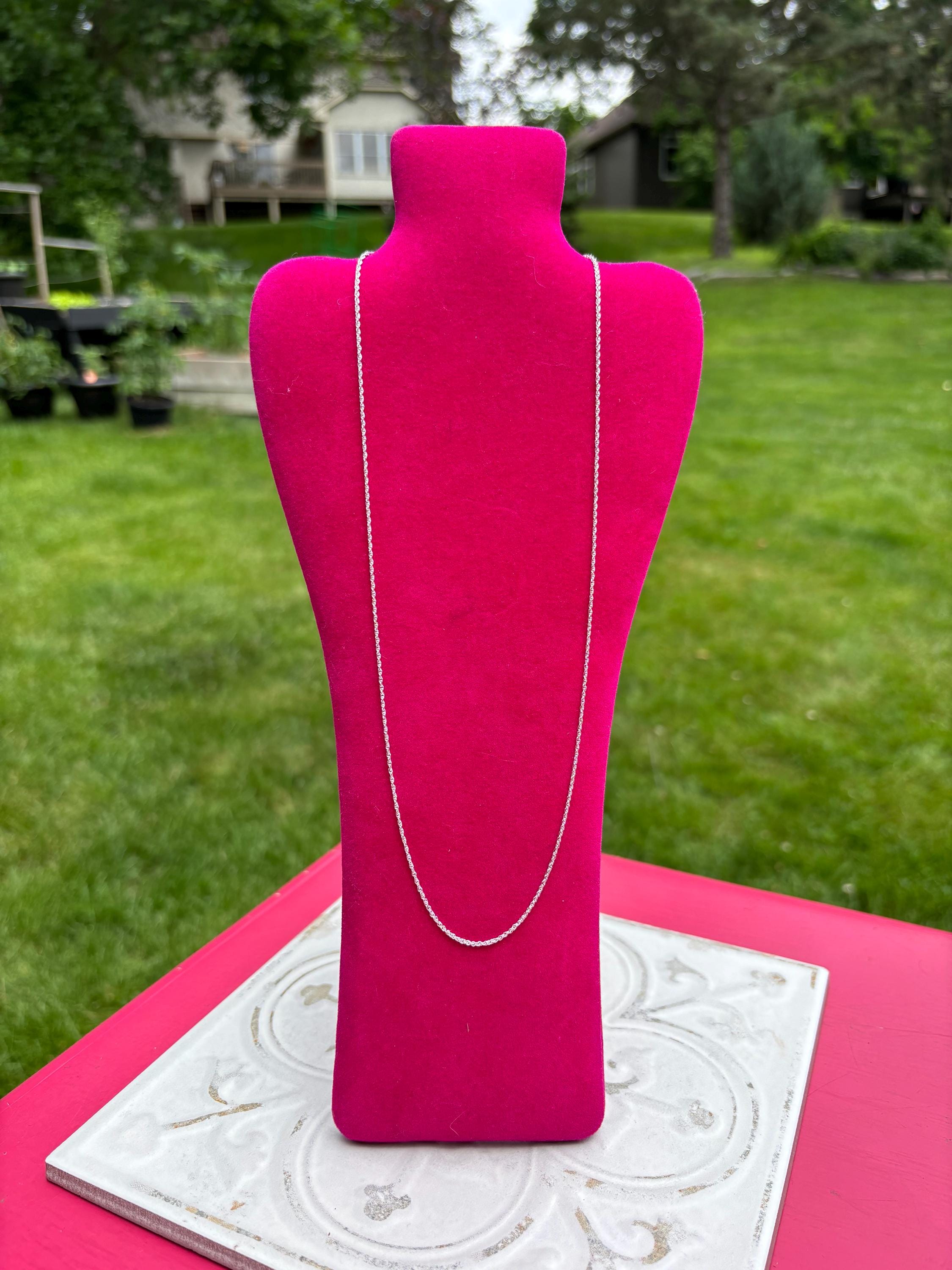 Sterling Silver Rhodium-plated 1.3mm Loose Rope Chain 20”
