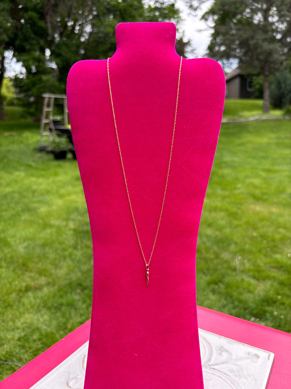 Gold Filled Horn Charm 20” Necklace