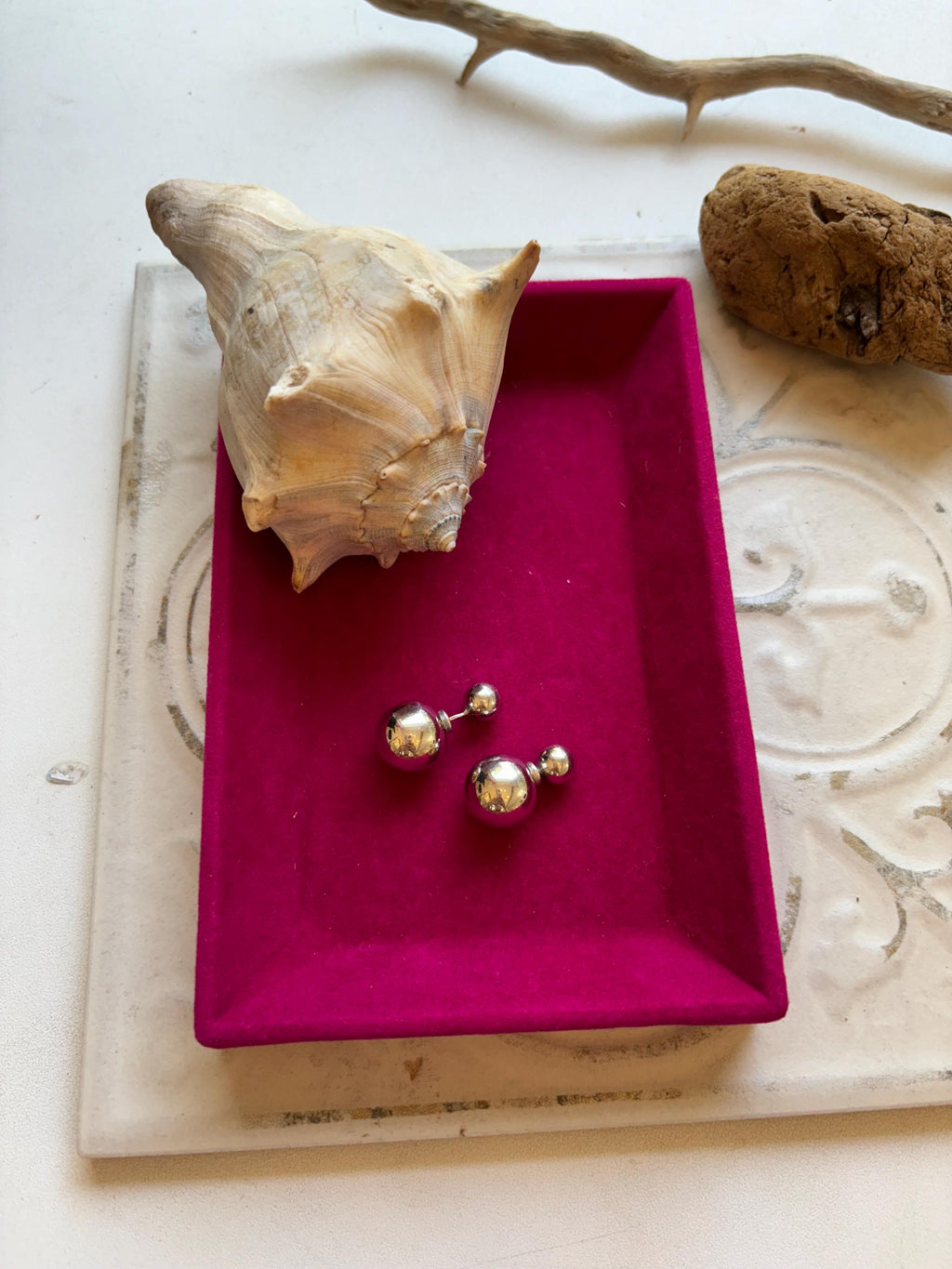 Sterling Silver Earrings Ball Clasp