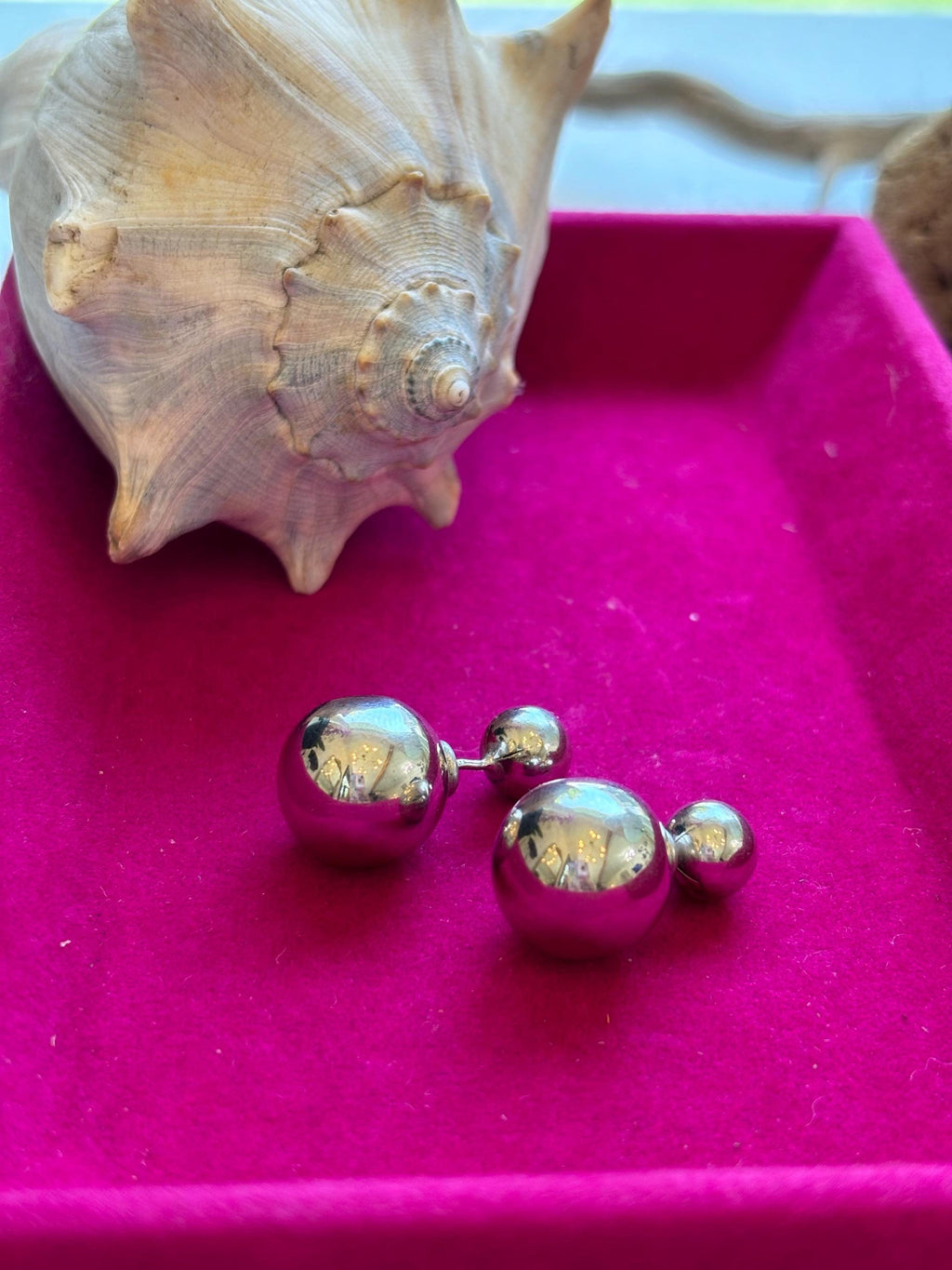 Sterling Silver Earrings Ball Clasp