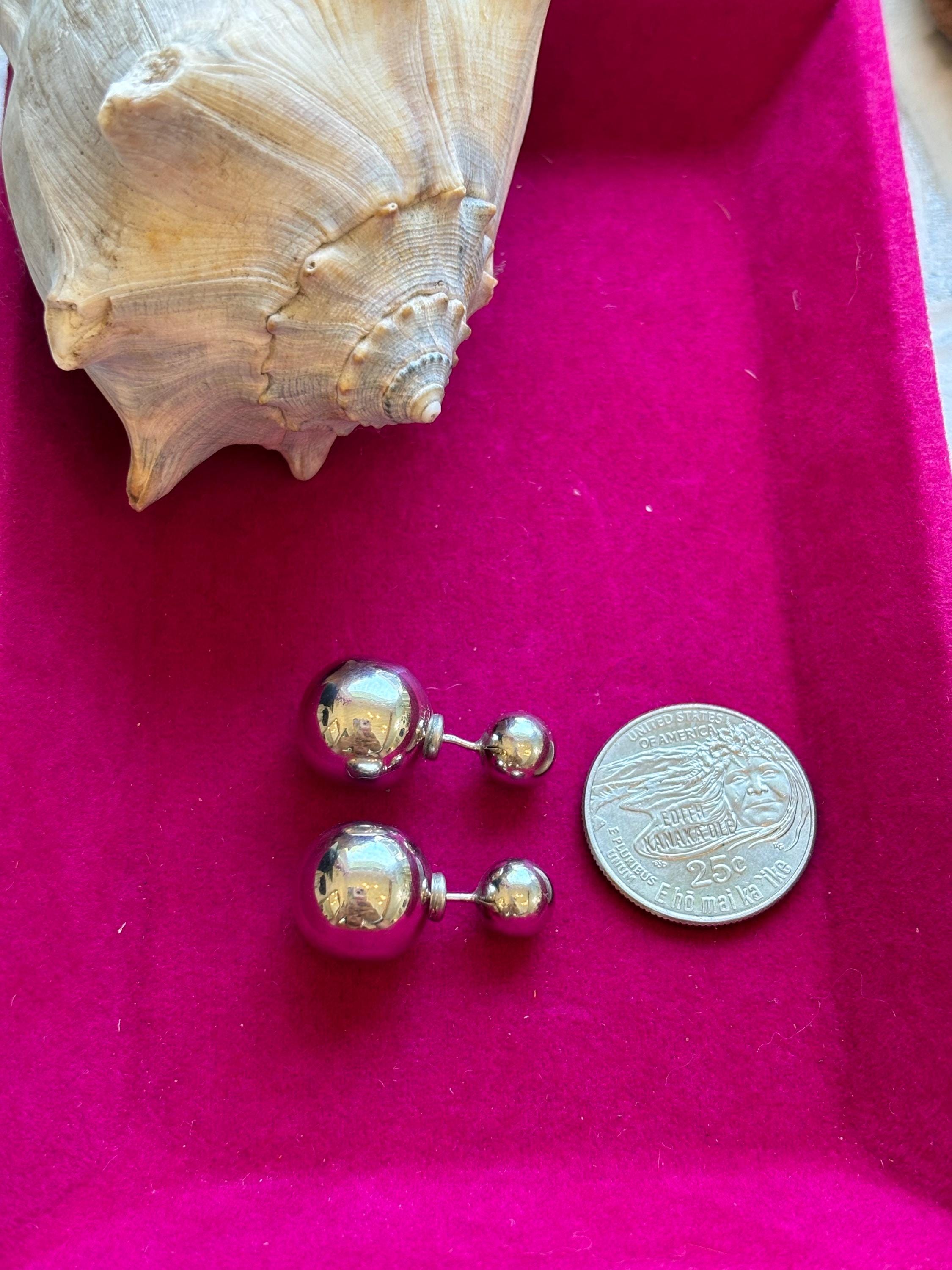 Sterling Silver Earrings Ball Clasp