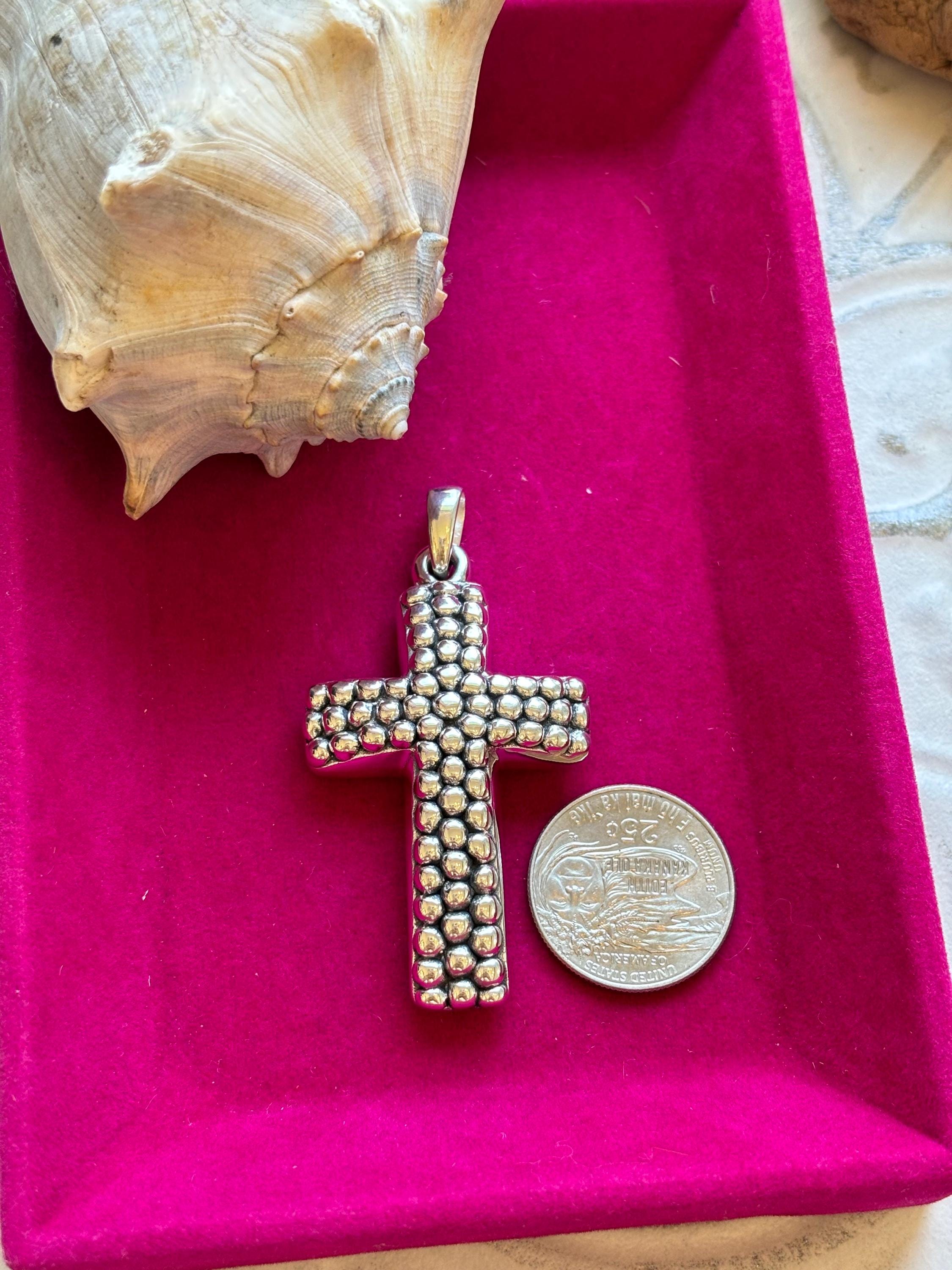Sterling Silver Beaded Cross Pendant