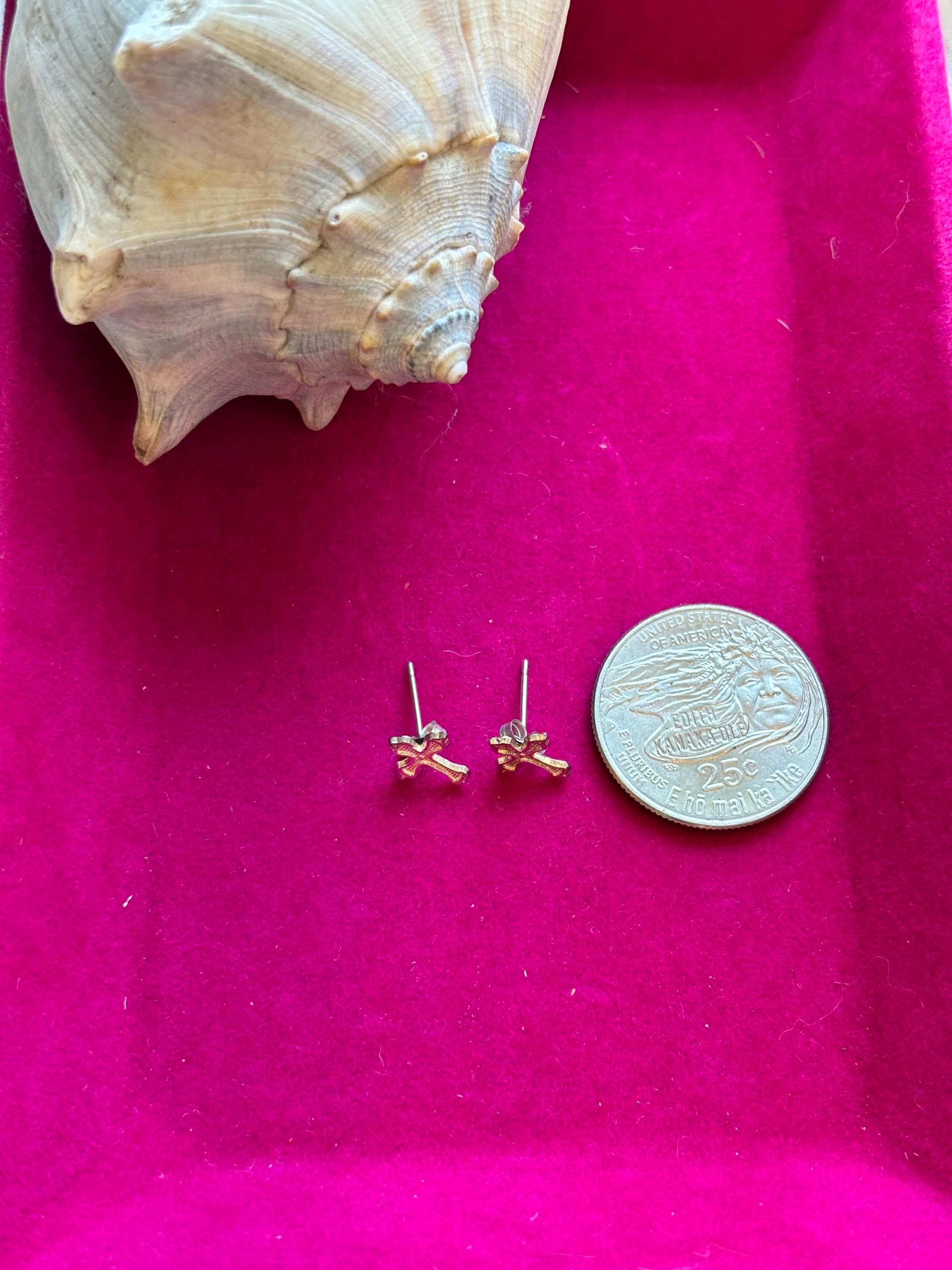 Sterling Silver Cross Mini Earrings