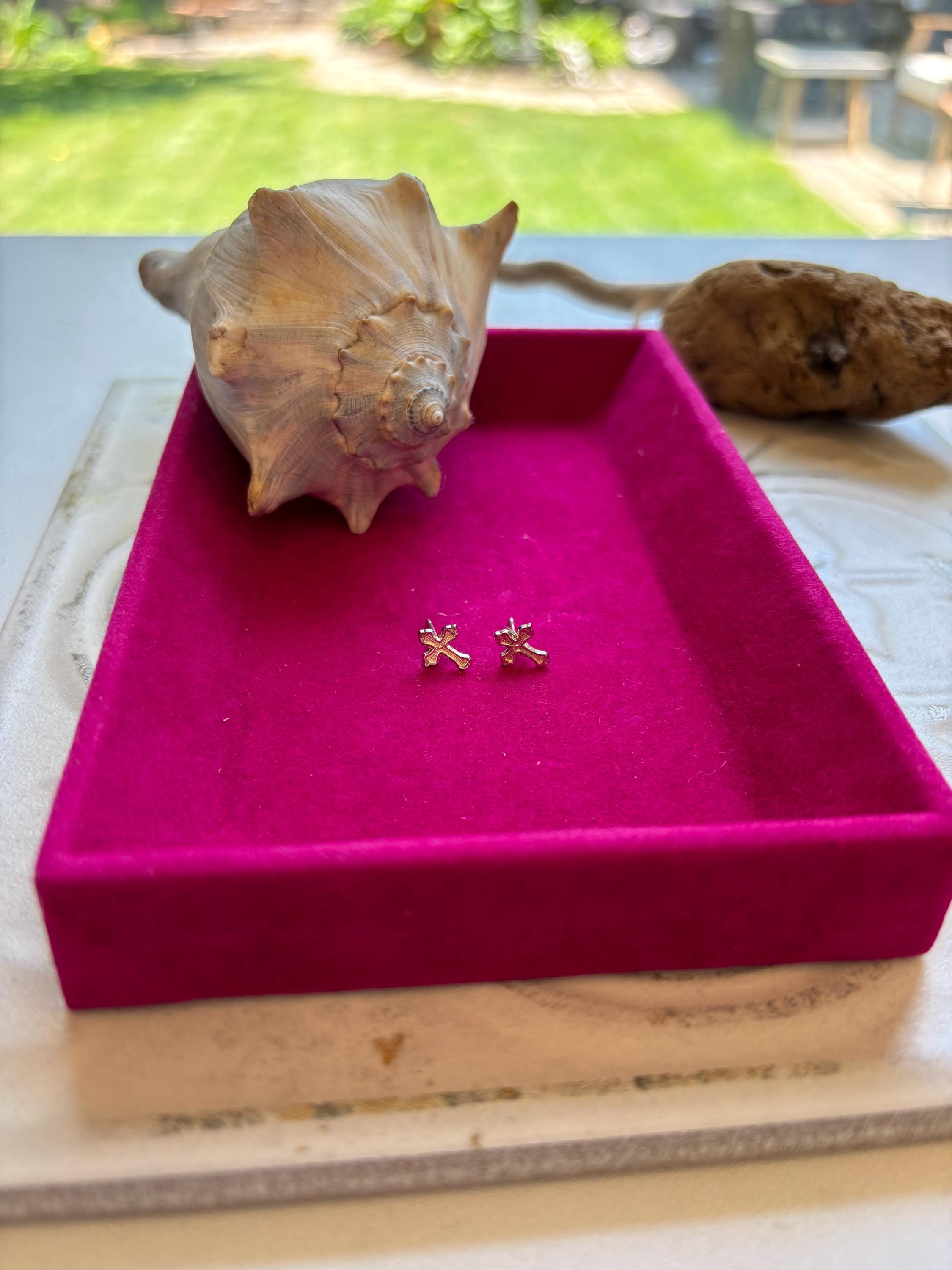 Sterling Silver Cross Mini Earrings