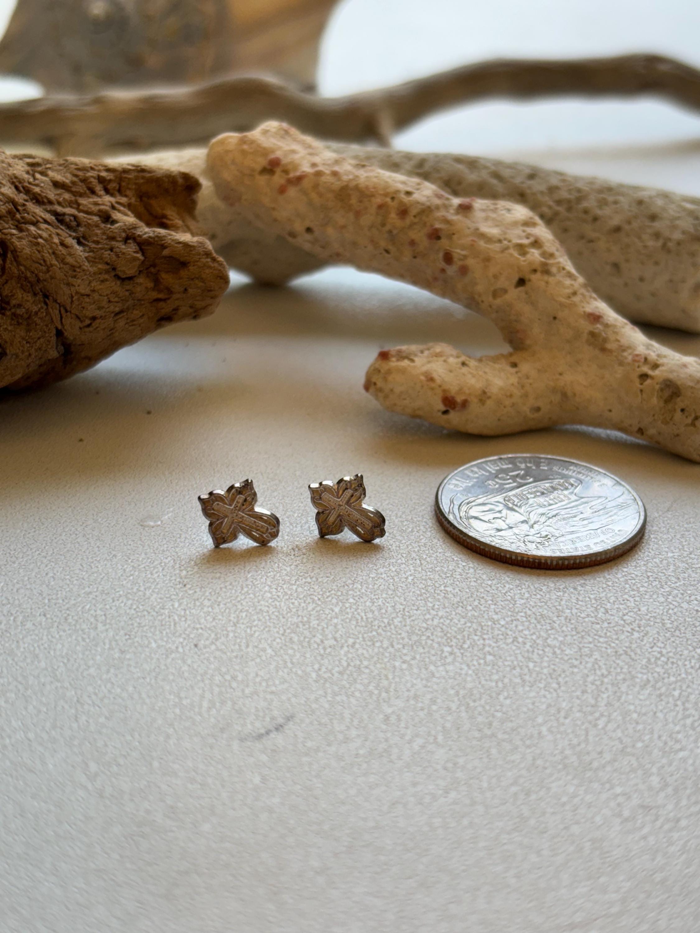 Sterling Silver Small Detail Cross Earrings
